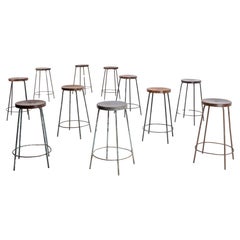 Pierre Jeanneret High Stools Teak & Iron, 1960 Chandigarh India - Sets Available