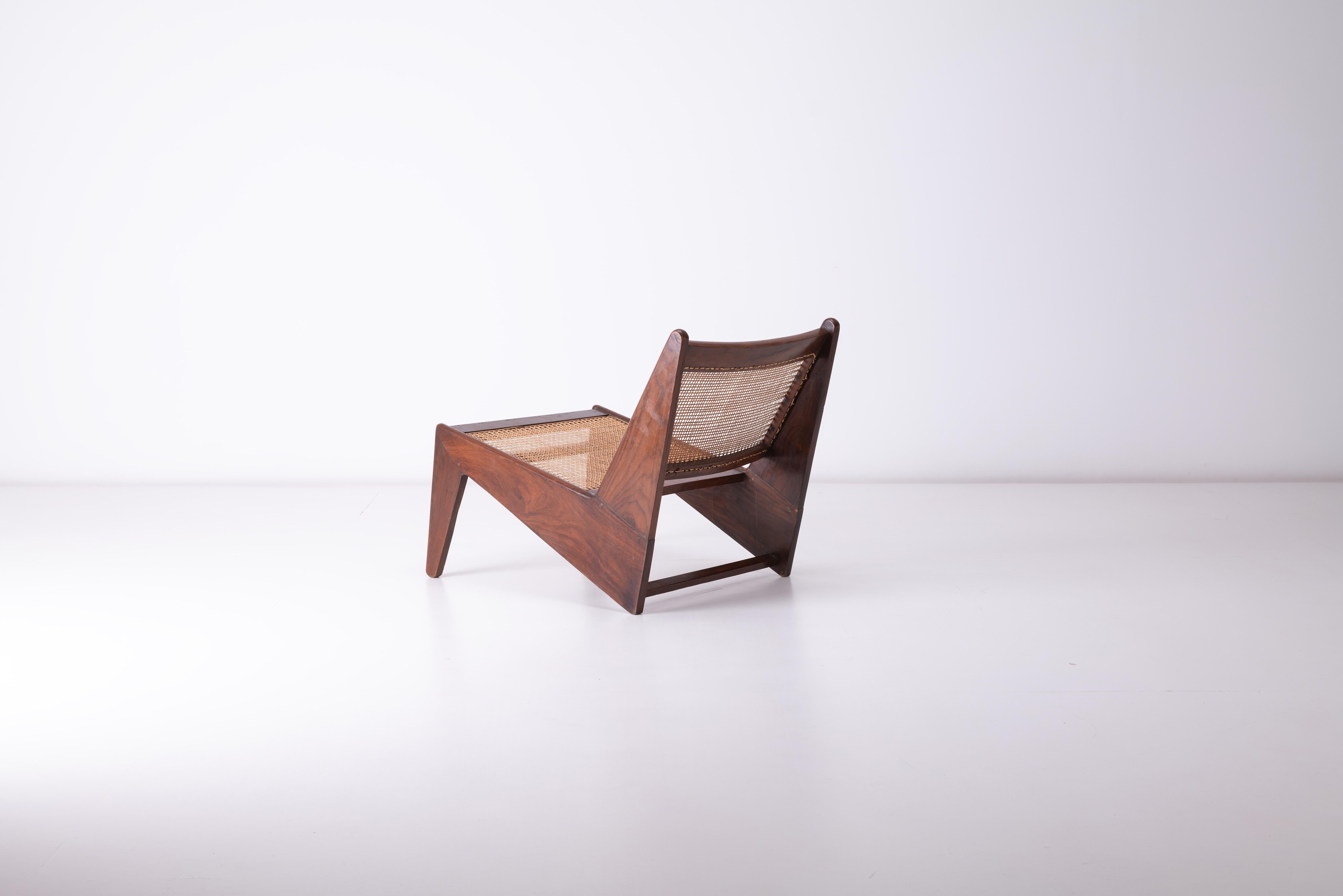 Vintage Patinated Pierre Jeanneret, Kangaroo Chairs from Chandigarh, India For Sale 2