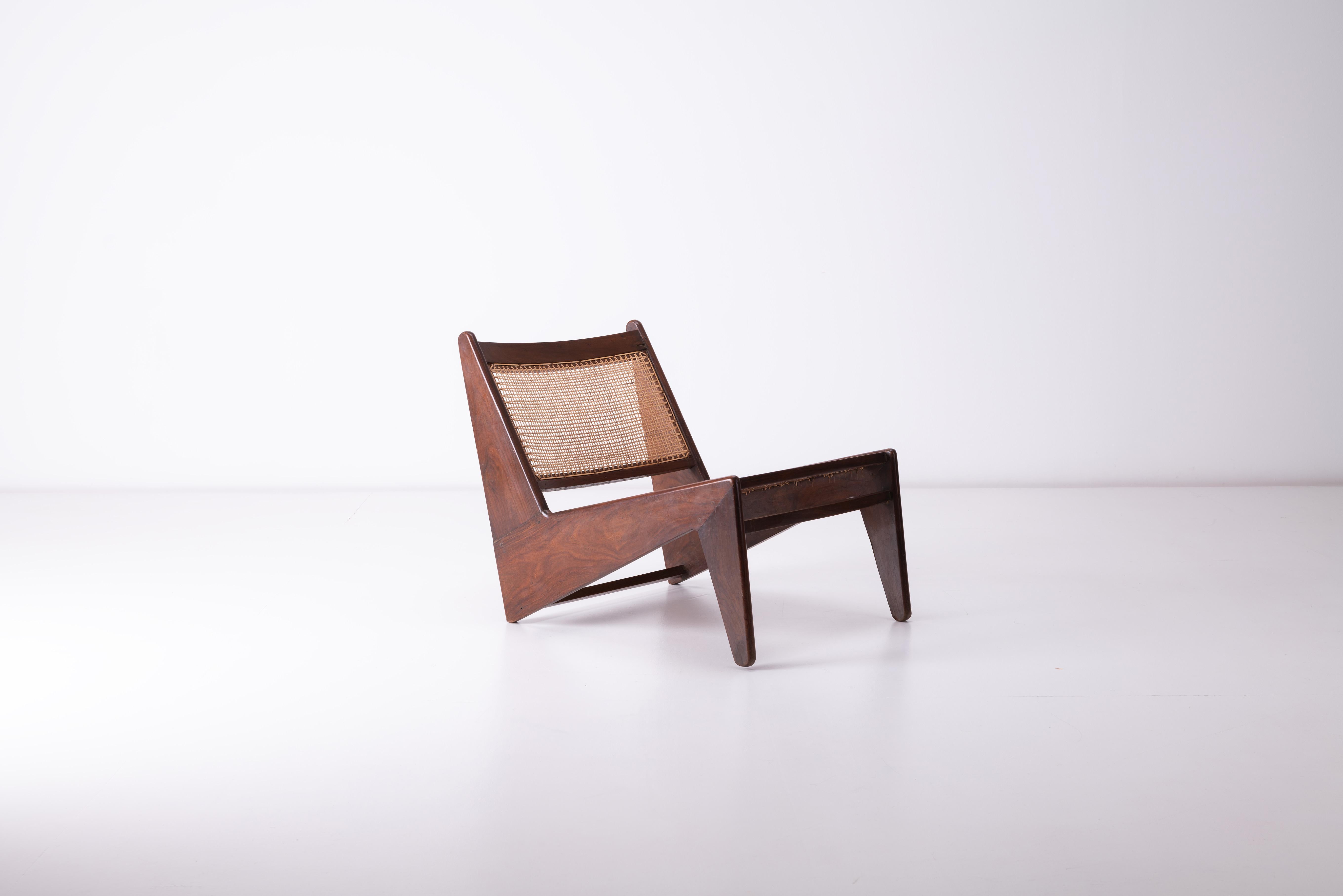 Vintage Patinated Pierre Jeanneret, Kangaroo Chairs from Chandigarh, India For Sale 3