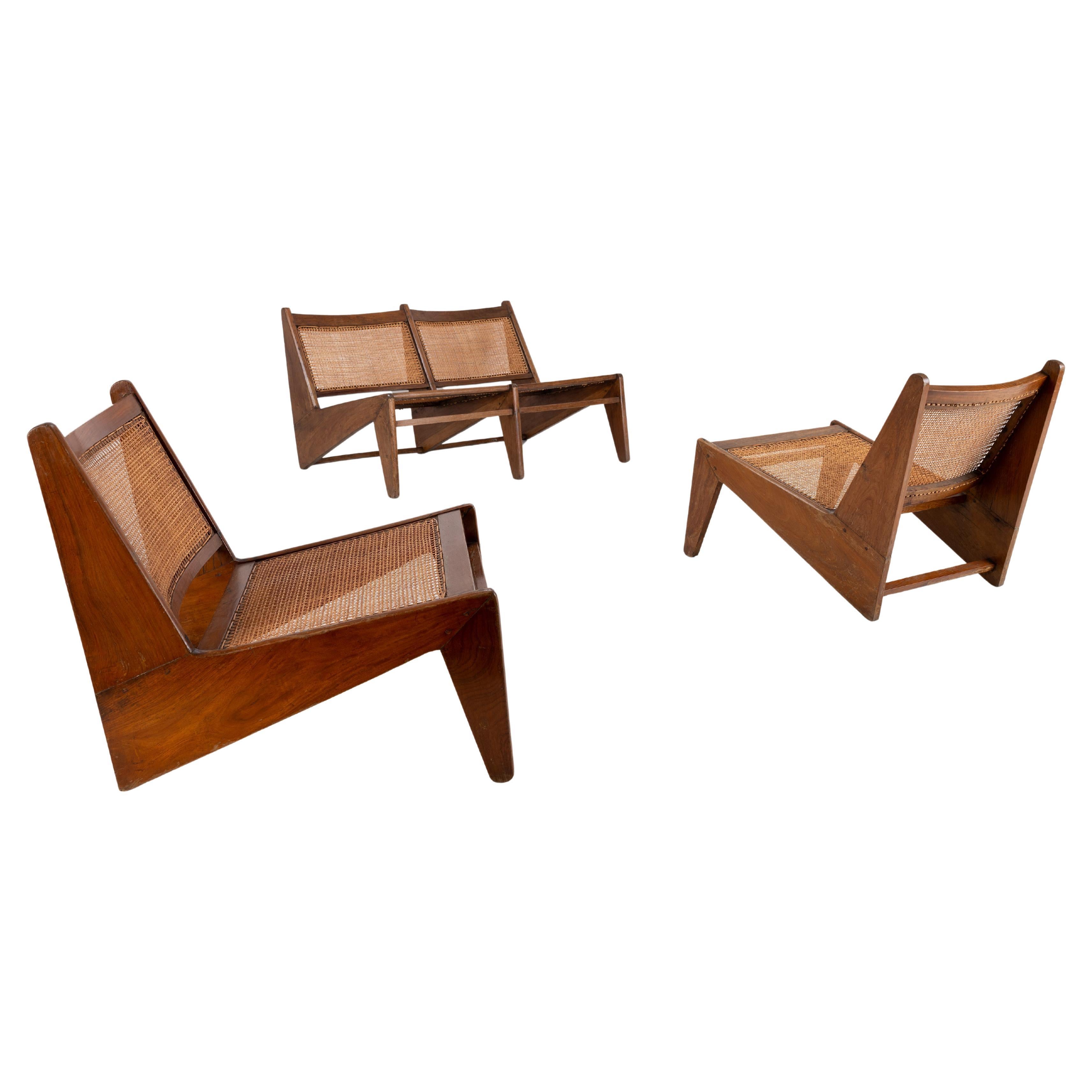 Pierre Jeanneret, Kangaroo Chairs & Two Seat Sofa from Chandigarh, India