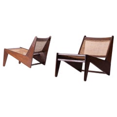 Vintage Patinated Pierre Jeanneret, Kangaroo Chairs from Chandigarh, India