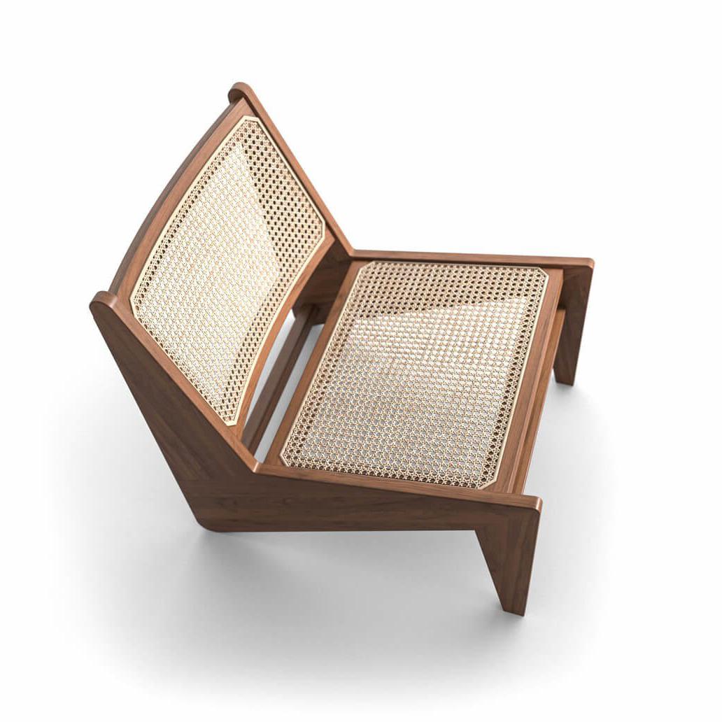 Pierre Jeanneret Kangaroo: niedriger Sessel aus Holz und gewebtem Wiener Rohr von Cassina im Zustand „Neu“ im Angebot in Barcelona, Barcelona