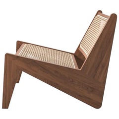 Pierre Jeanneret Kangaroo Low Armchair, Wood and Woven Viennese Cane