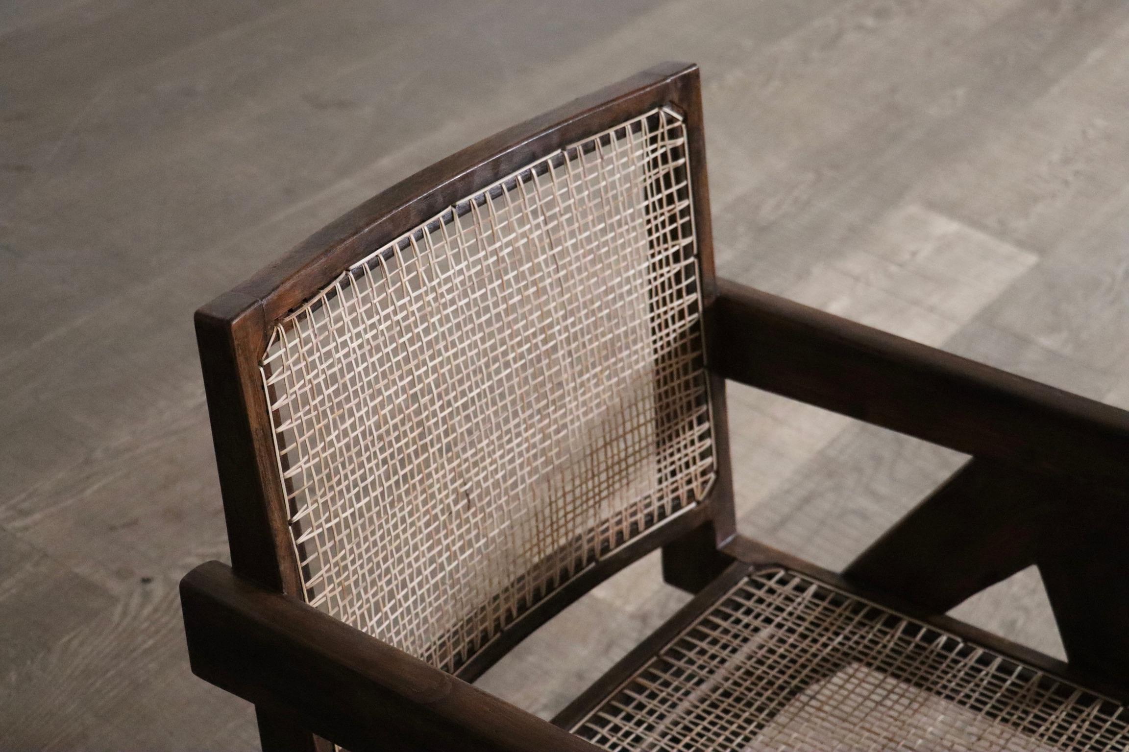 Sillas de salón Pierre Jeanneret PJ-SI-29-A de teca y caña, años 50 Caña en venta