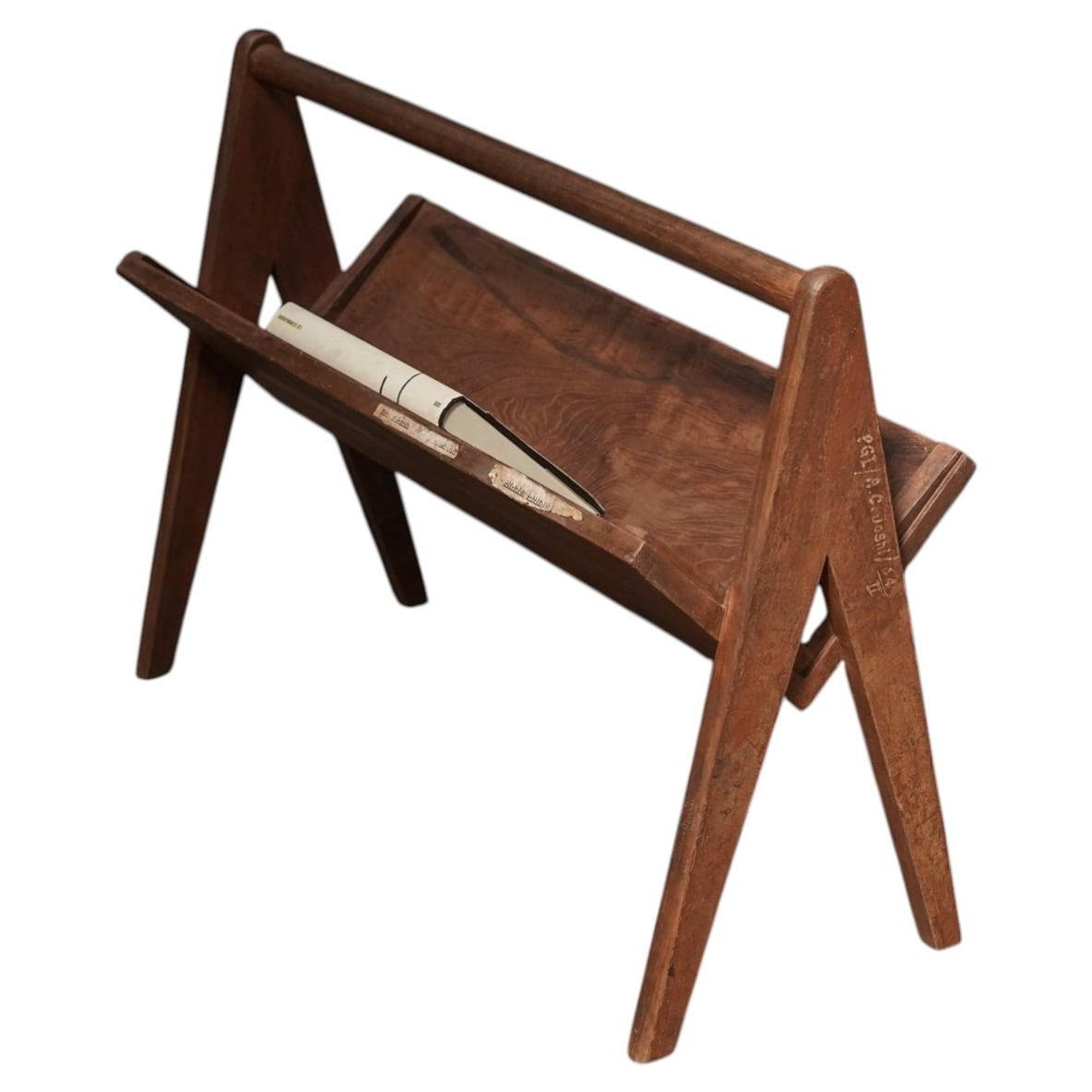 Mid-Century Modern Teak Magazine Rack by Pierre Jeanneret, 1960s