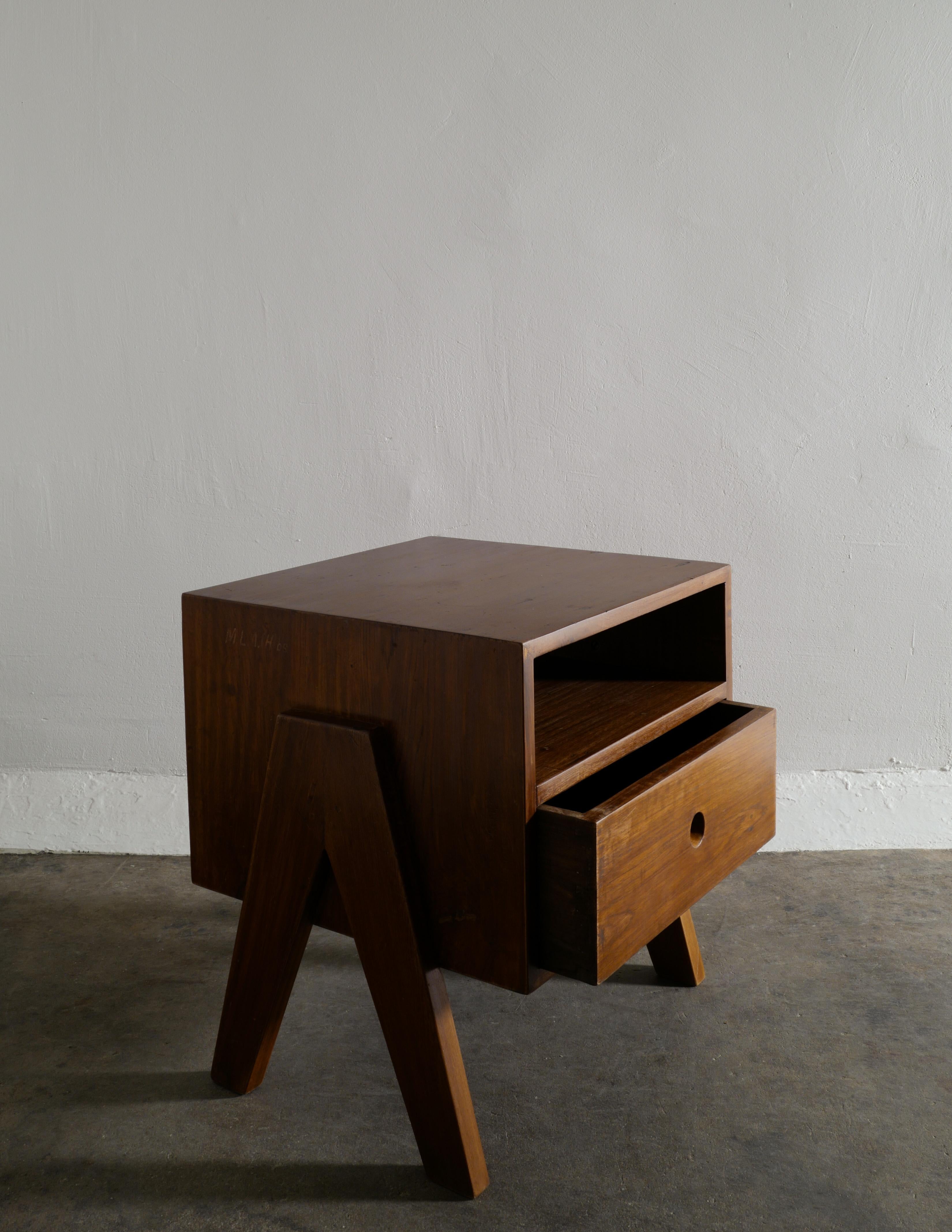 Mid-20th Century Pierre Jeanneret Mid Century Bed Tables Night Stand Produced for Chandigarh 1950
