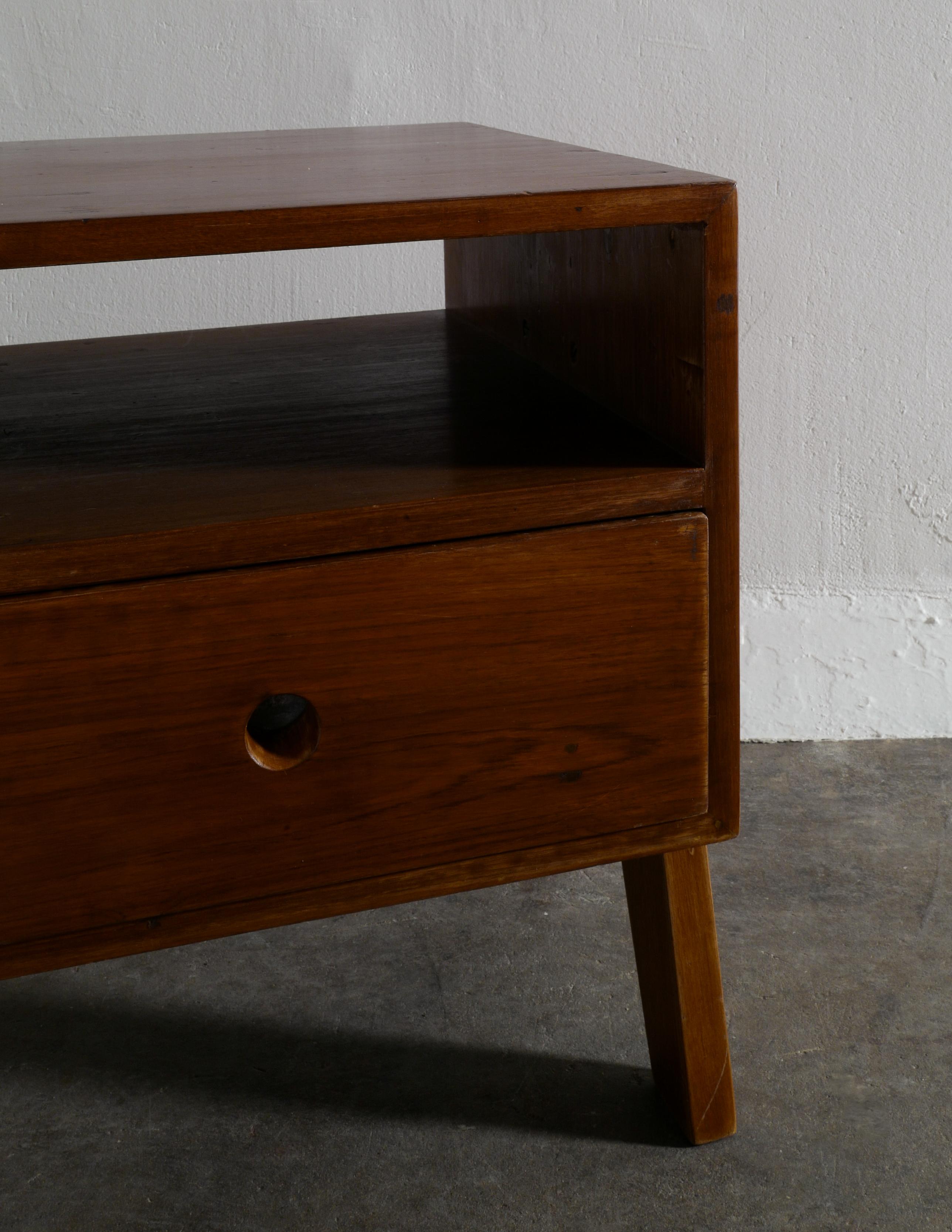 Teak Pierre Jeanneret Mid Century Bed Tables Night Stand Produced for Chandigarh 1950