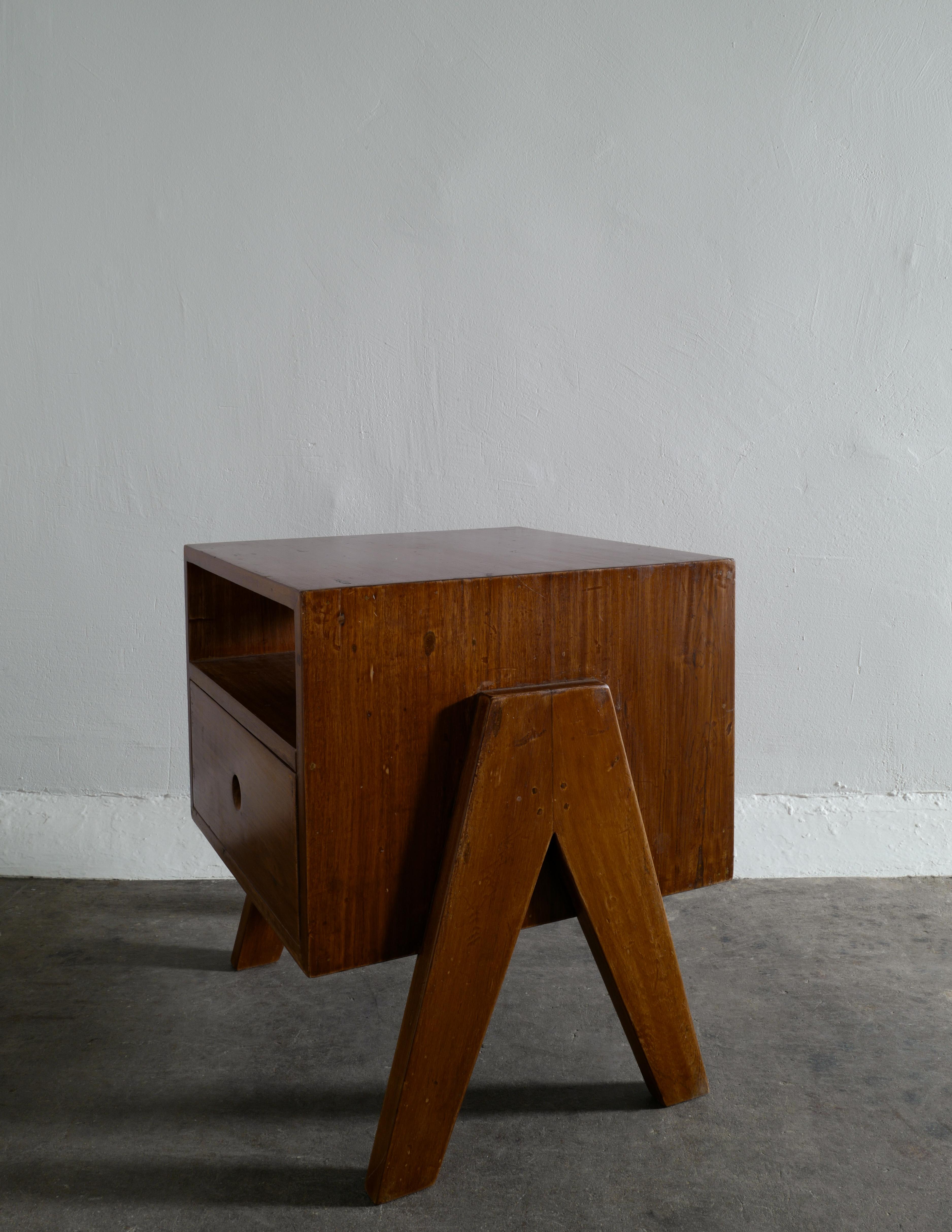 Pierre Jeanneret Mid Century Bed Tables Night Stand Produced for Chandigarh 1950 1