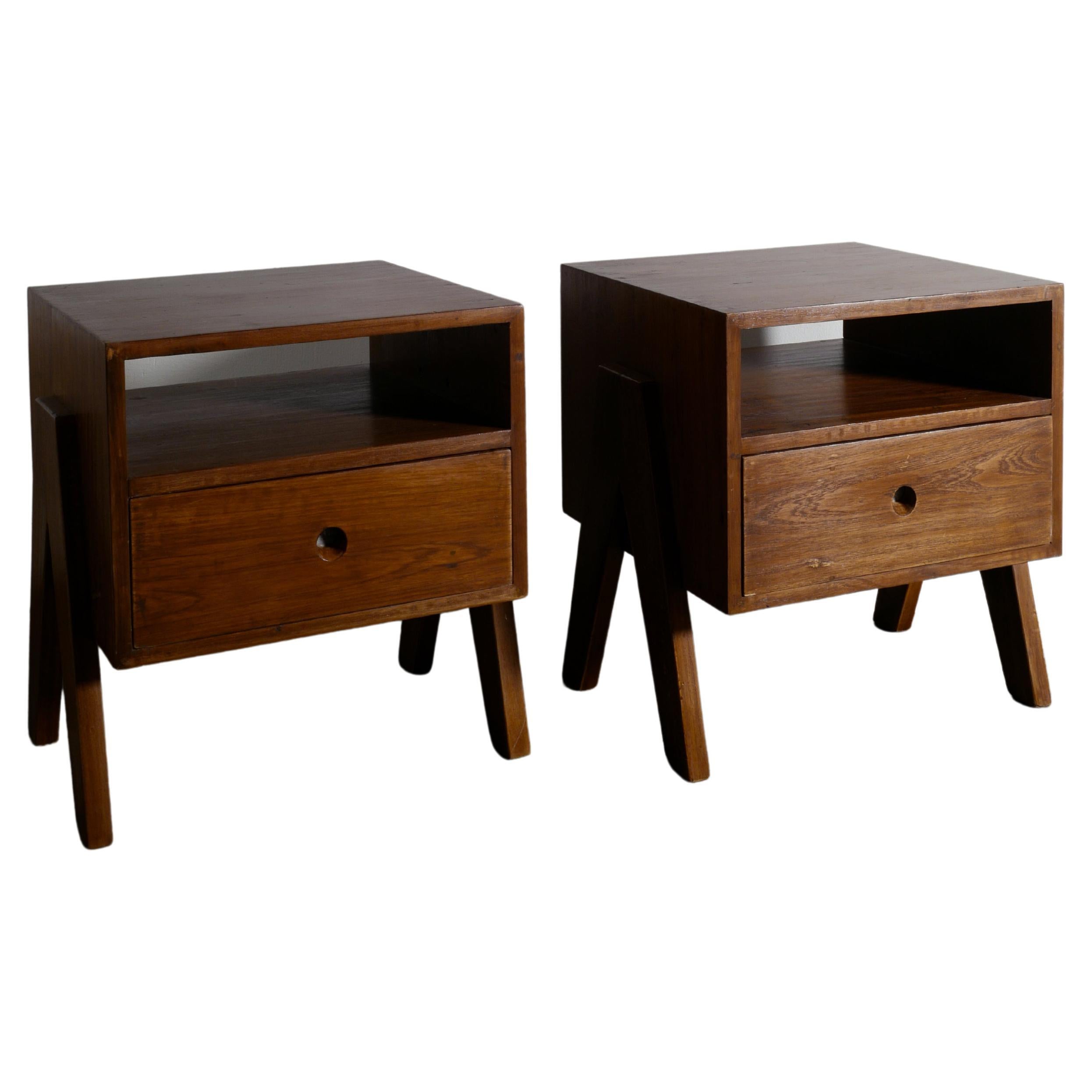 Pierre Jeanneret Mid Century Bed Tables Night Stand Produced for Chandigarh 1950