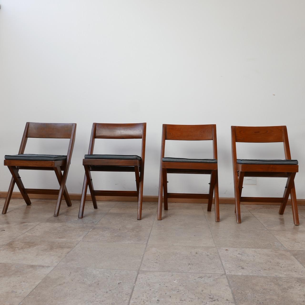 Pierre Jeanneret Mid-Century Library Dining Chairs '4' For Sale 1