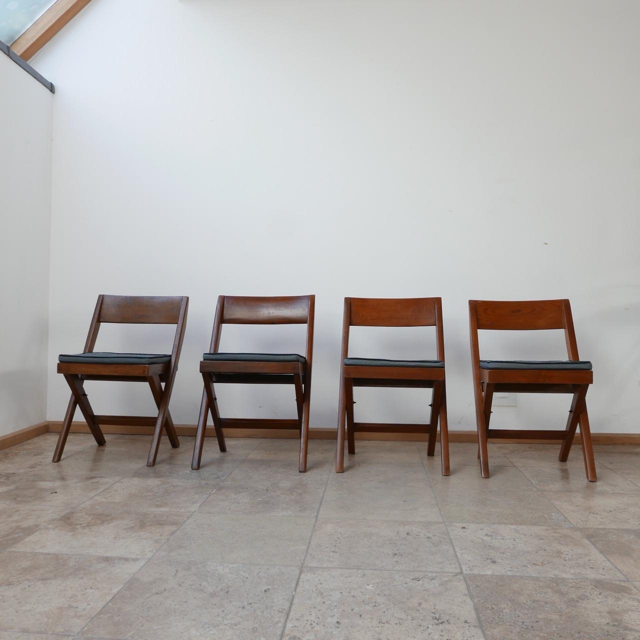 Pierre Jeanneret Mid-Century Library Dining Chairs '4' For Sale 2