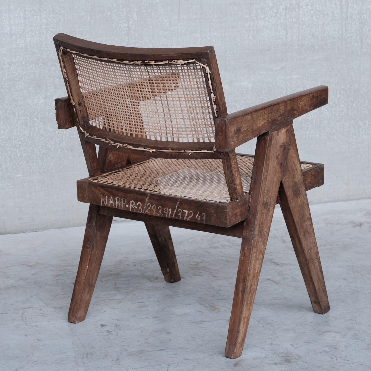 Pierre Jeanneret Mid-Century Office Cane Chair PJ-SI-S8-B In Good Condition For Sale In London, GB