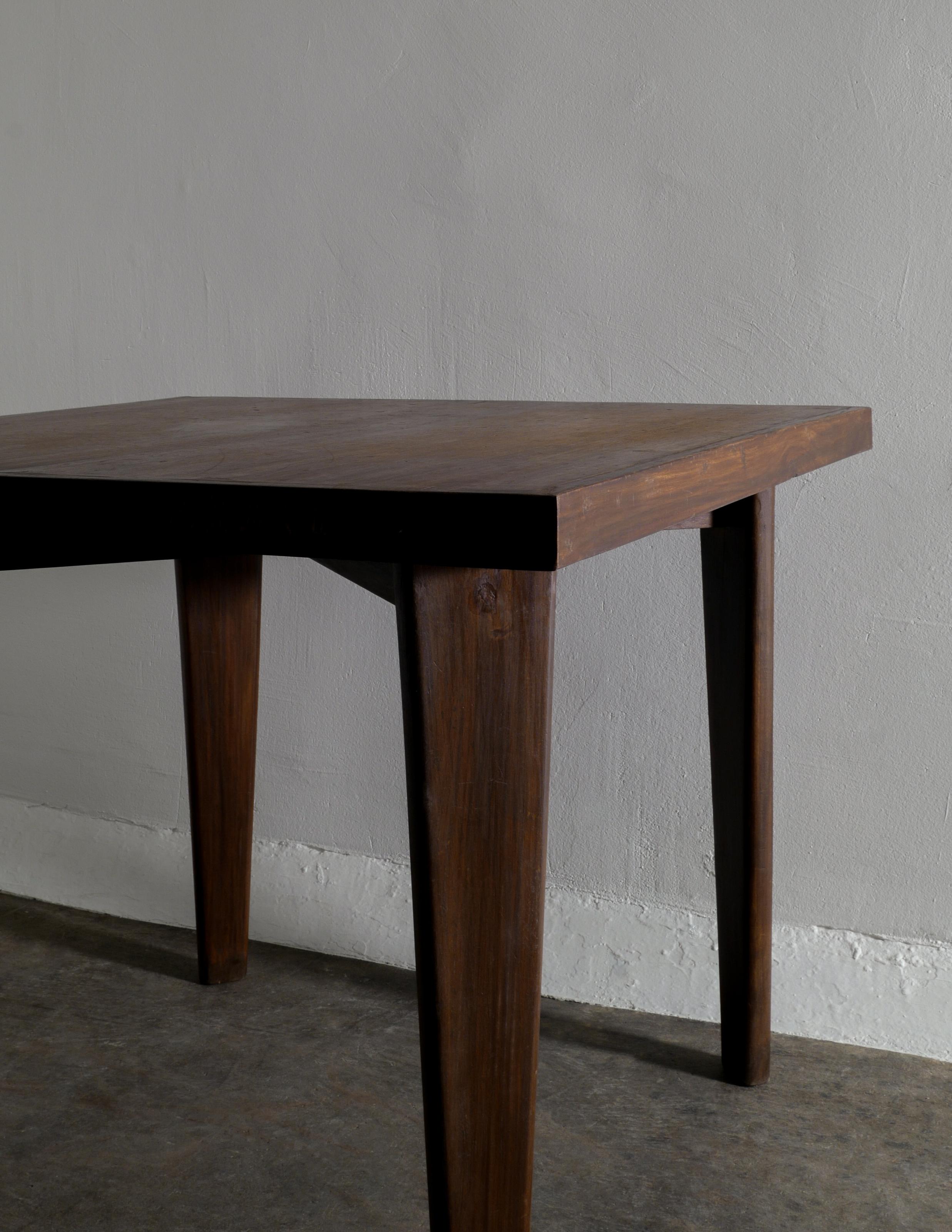 Pierre Jeanneret Mid Century Square Office Table Desk for Chandigarh India 1950s In Good Condition In Stockholm, SE