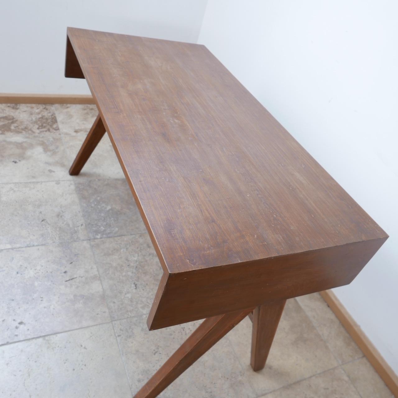 Pierre Jeanneret Mid-Century Teak 'Student' Compass Desk In Good Condition For Sale In London, GB