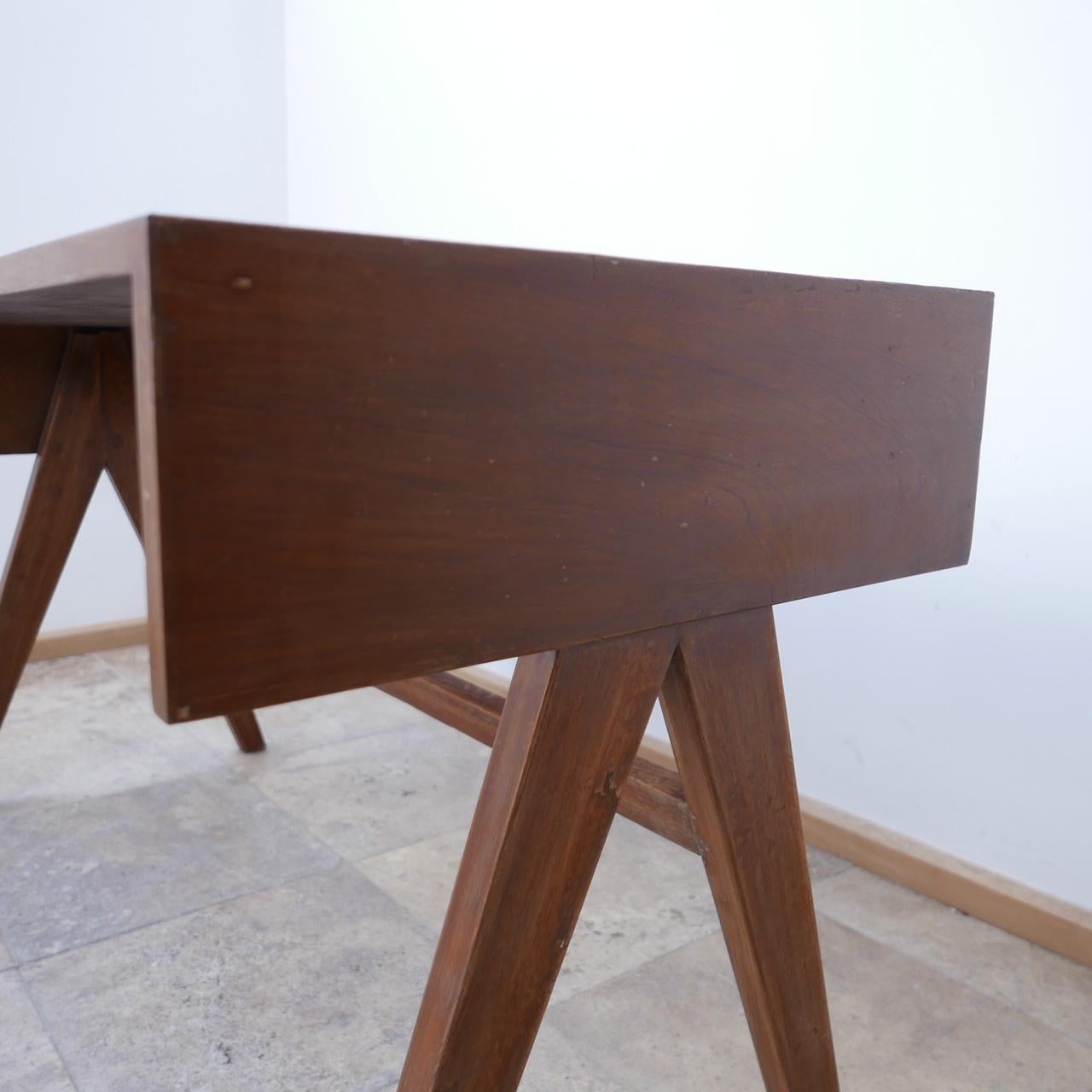 Wood Pierre Jeanneret Mid-Century Teak 'Student' Compass Desk For Sale