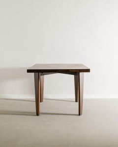 Pierre Jeanneret Mid Century Wooden Squared Teak Dining Table Produced, 1950s