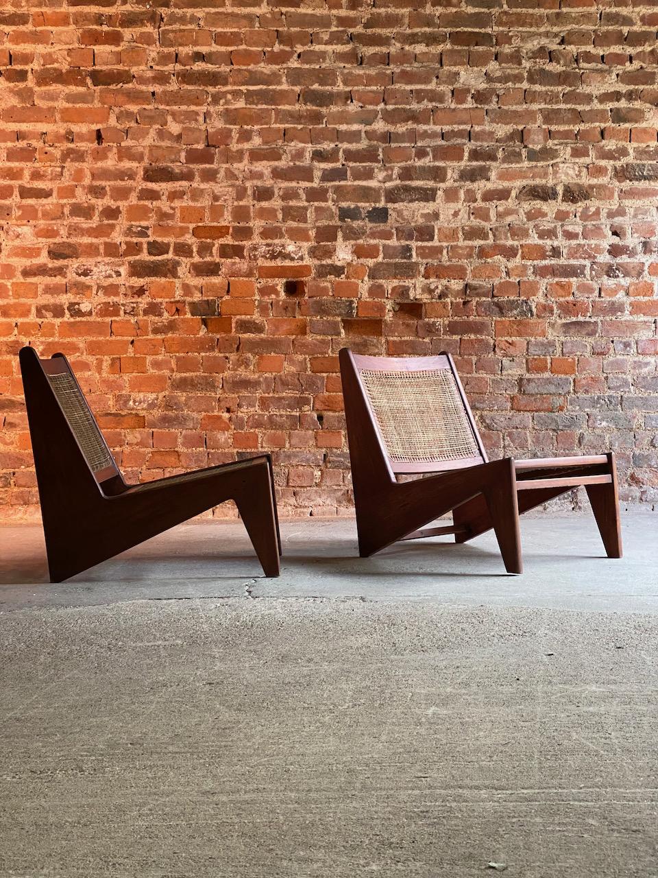 Pierre Jeanneret Model: CH010607 Kangourou Low Chairs Teak and Cane, Chandigarh 4