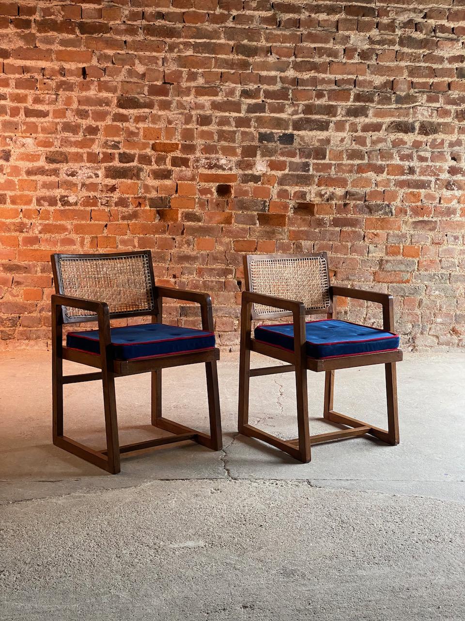 Indian Pierre Jeanneret Model PJ-010201 Teak Armchairs Pair Chandigarh Circa 1960 For Sale