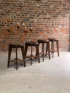 Pierre Jeanneret PJ-011012 Stools 1965 *OFFICIAL CERTIFICATE BY JACQUES DWORCZAK
