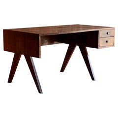 Pierre Jeanneret Model PJ-030206 Teak Desk Chandigarh India Circa 1960