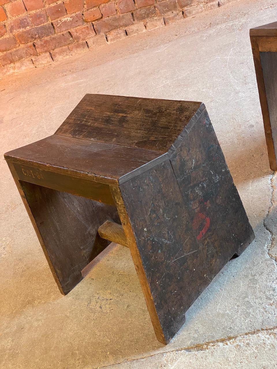 Pierre Jeanneret Model PJ-SI-68-A Sewing Stools Chandigarh India circa 1955-56 4