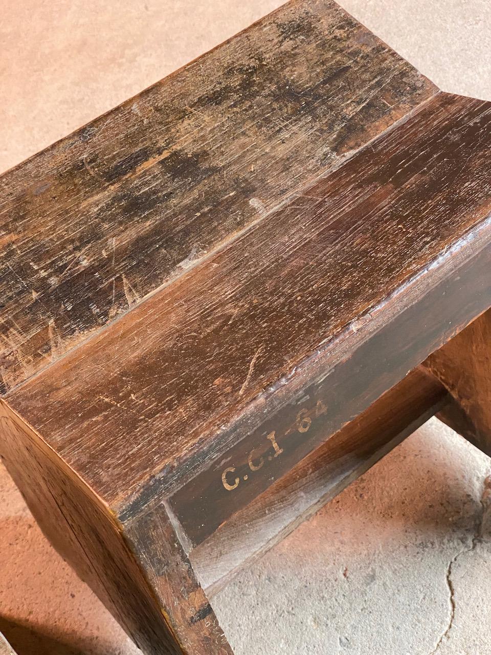 Pierre Jeanneret Model PJ-SI-68-A Sewing Stools Chandigarh India circa 1955-56 In Distressed Condition In Longdon, Tewkesbury