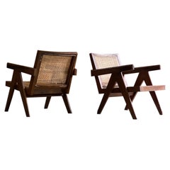 Pierre Jeanneret Model PJ010104T ‘Easy Low’ Armchairs Pair Set 3 Circa 1953-54