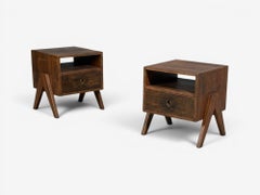 Pierre Jeanneret, Nachttische, Teakholz, Chandigarh, Indien, 1960er Jahre