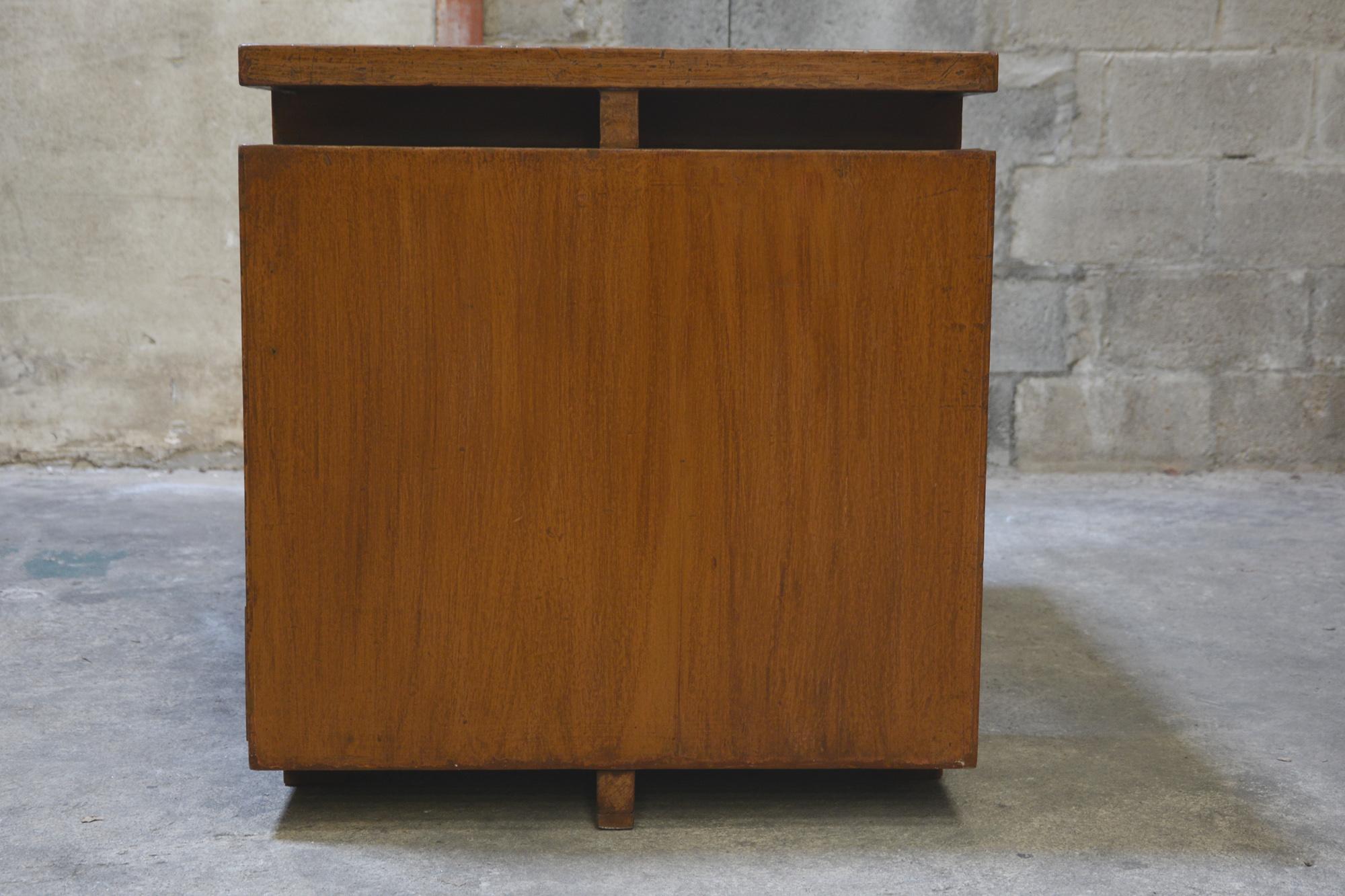 Mid-20th Century Pierre Jeanneret Office Administrative X-Leg Desk with Teak Top For Sale