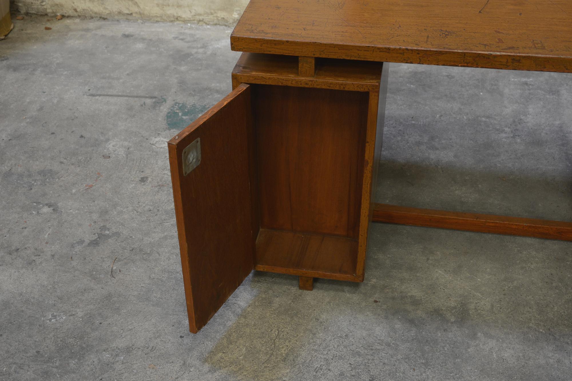Pierre Jeanneret Office Administrative X-Leg Desk with Teak Top For Sale 2