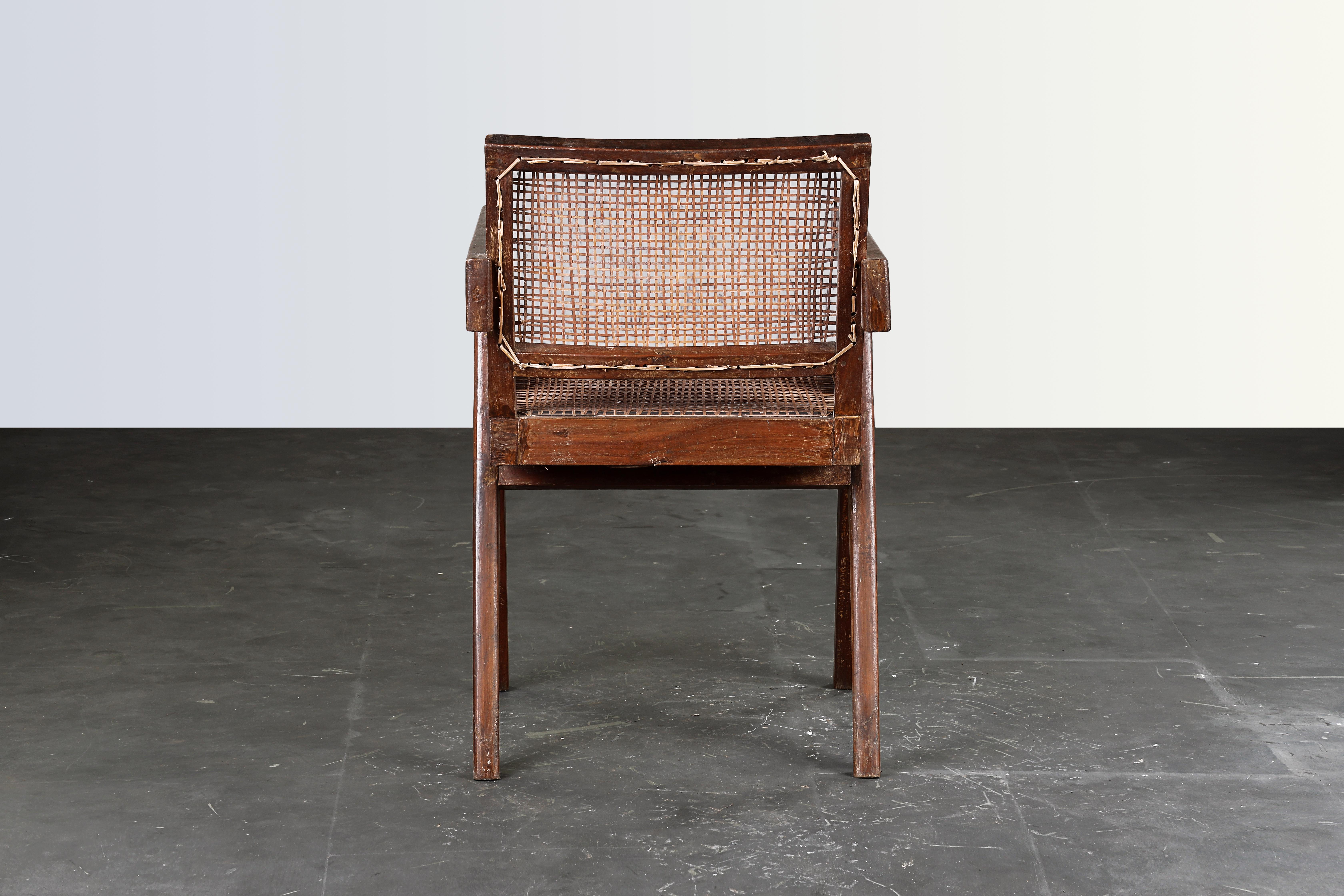 Mid-Century Modern Pierre Jeanneret Office Cane Chair / Authentic Mid-Century Chandigarh PJ-SI-28-B