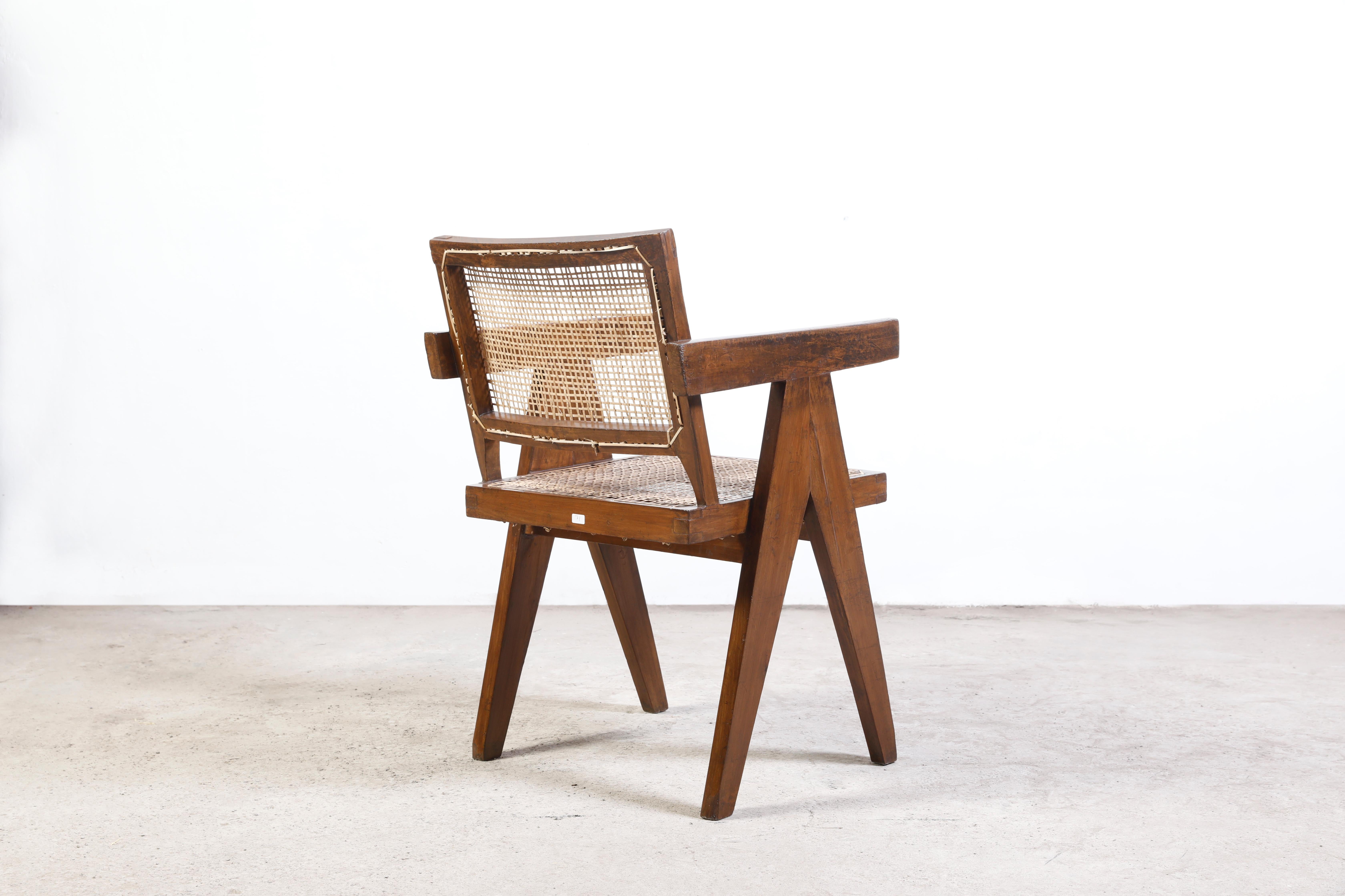 Pierre Jeanneret Office Cane Chair / Authentic Mid-Century Chandigarh PJ-SI-28-B In Good Condition In Zürich, CH