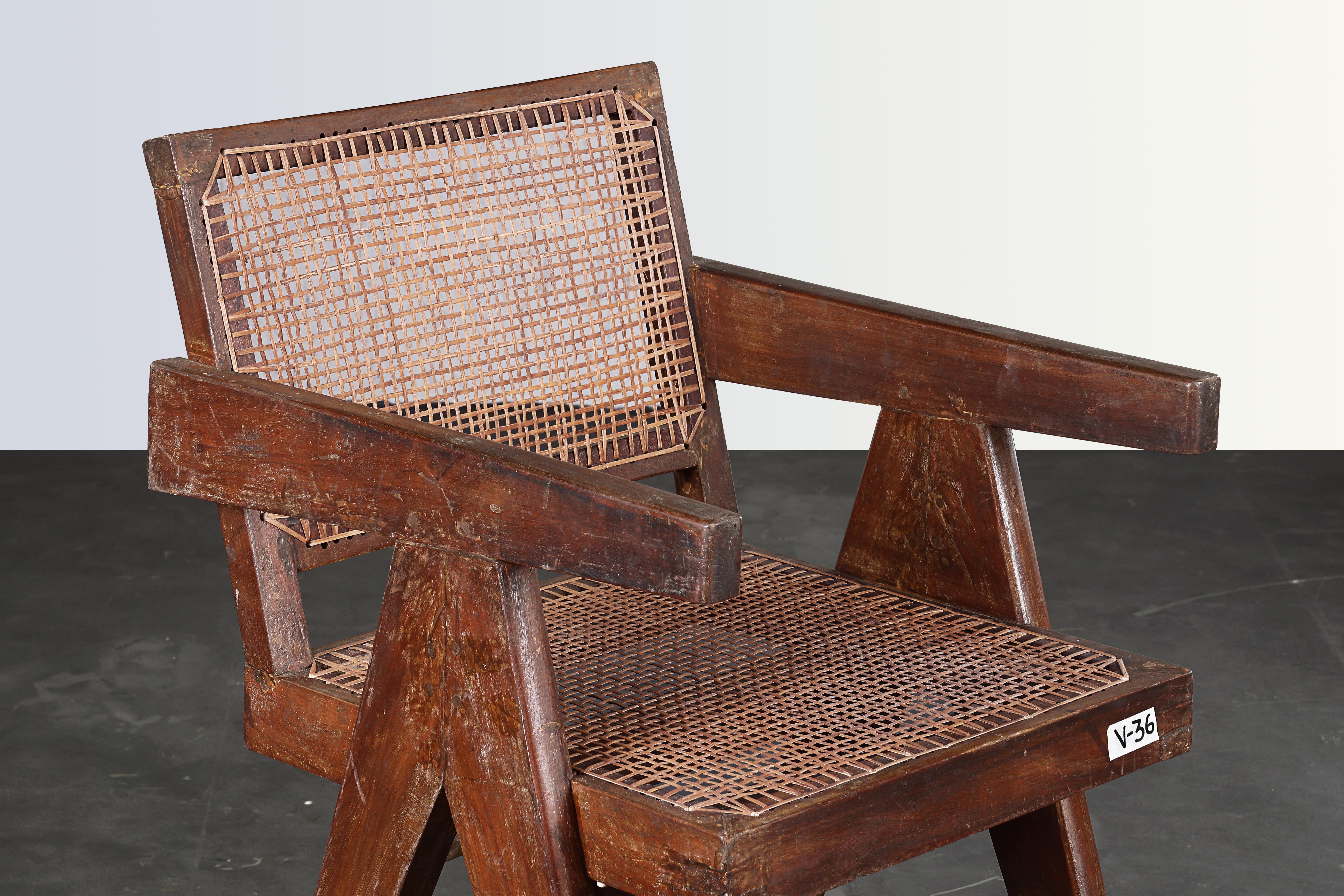 Pierre Jeanneret Office Cane Chair / Authentic Mid-Century Chandigarh PJ-SI-28-B 1