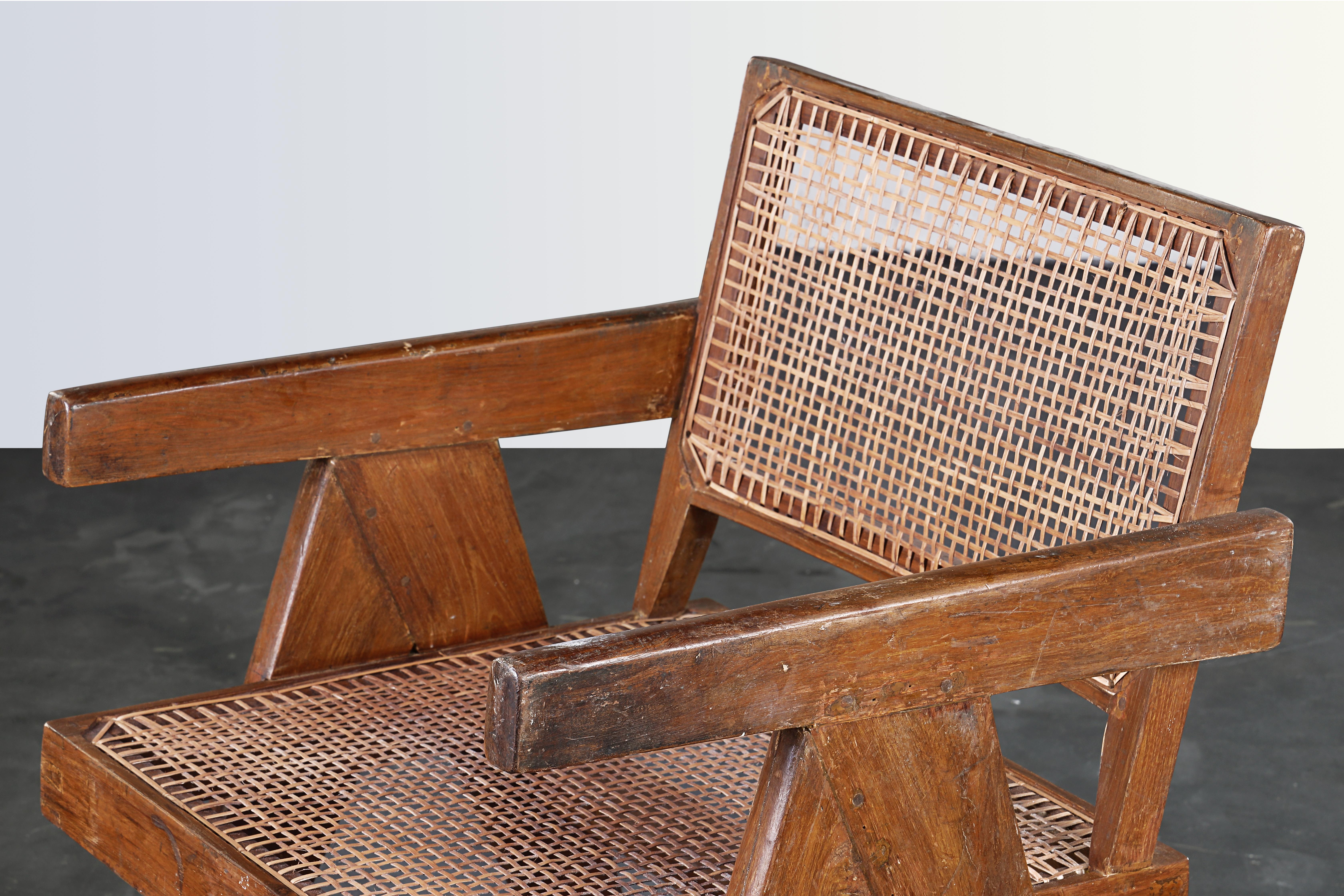 Mid-20th Century Pierre Jeanneret Office Cane Chair / Authentic Mid-Century Chandigarh PJ-SI-28-B