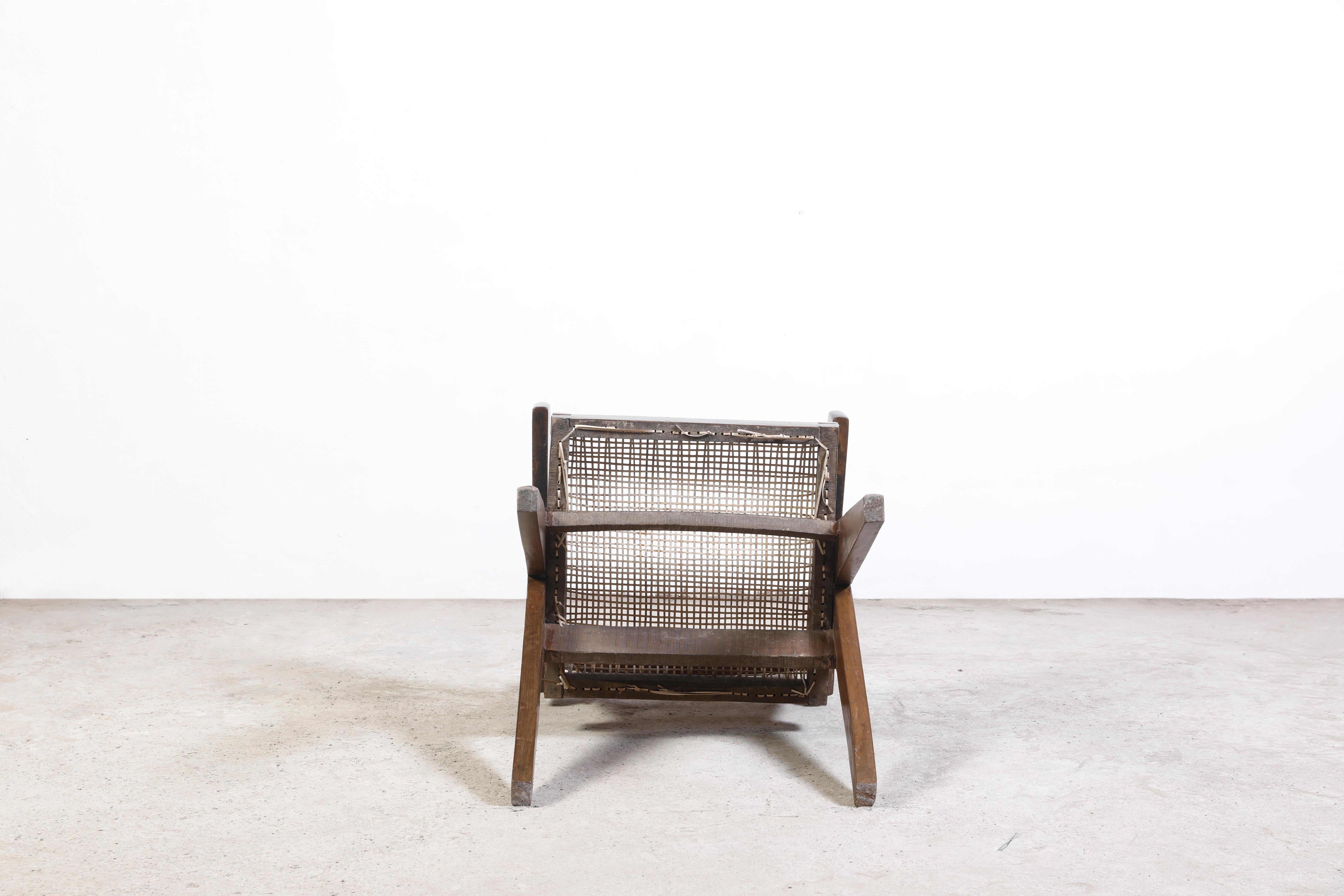 Pierre Jeanneret Office Cane Chair Authentic Mid-Century Modern Chandigarh In Good Condition In Zürich, CH