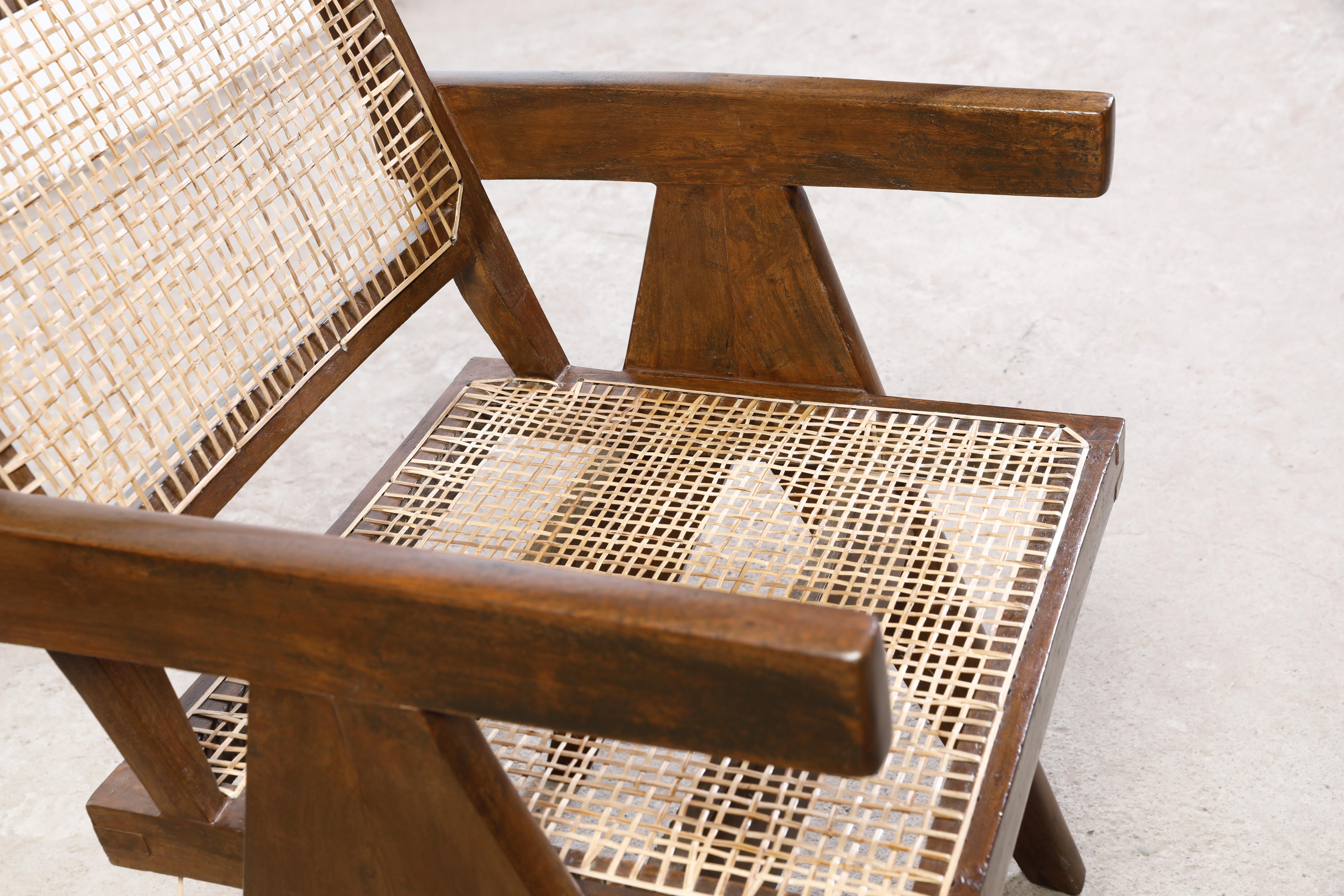 20th Century Pierre Jeanneret Office Cane Chair Authentic Mid-Century Modern Chandigarh
