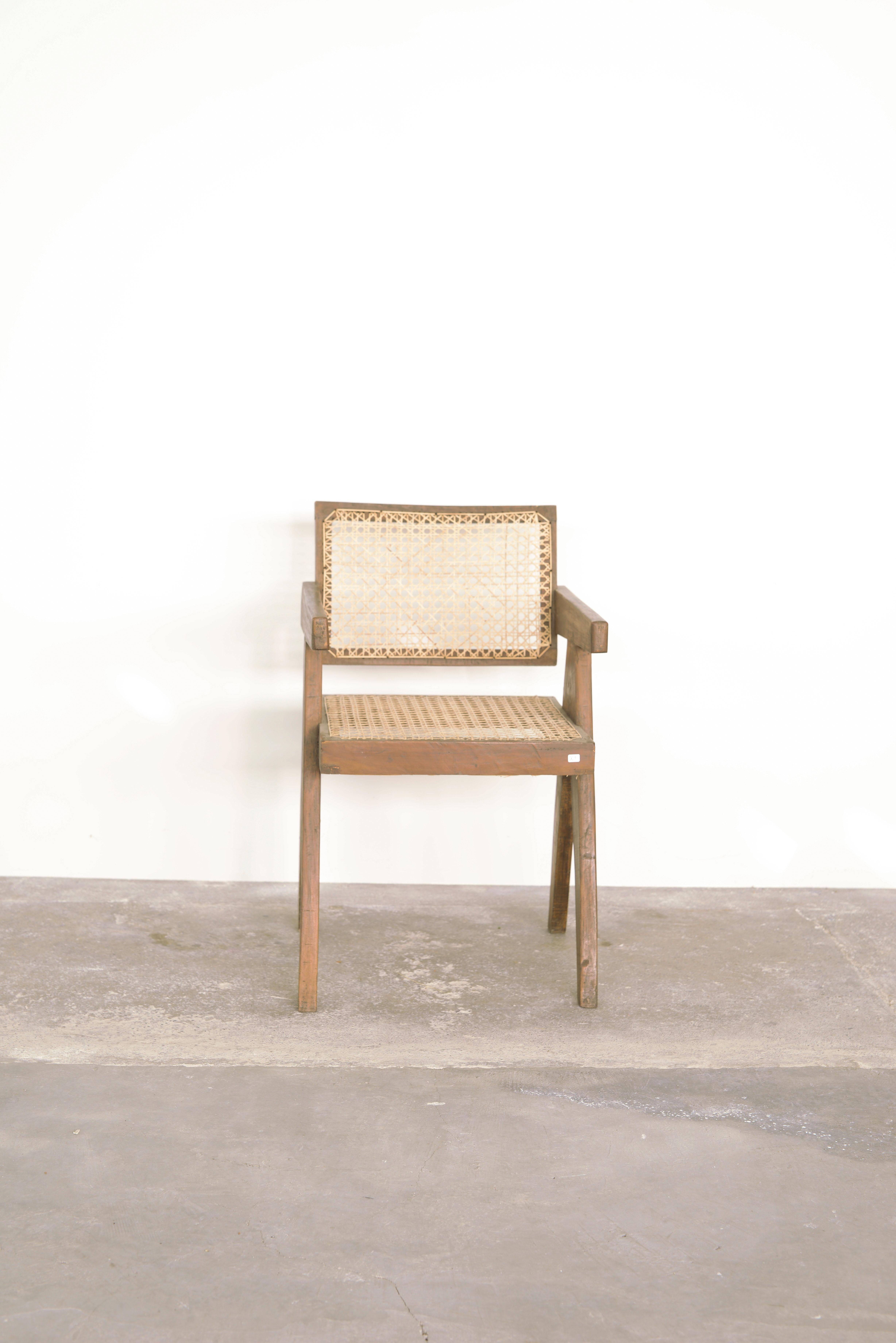 Pierre Jeanneret Office Cane Chair Authentic Mid-Century Modern PJ-SI-28-A In Good Condition In Zürich, CH