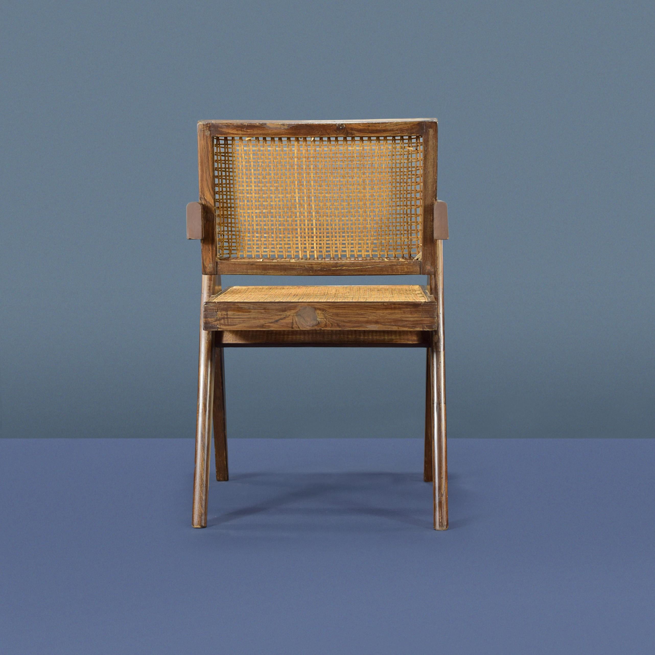 Chaise de bureau en rotin authentique Pierre Jeanneret, mi-siècle moderne PJ-SI-28-A Bon état - En vente à Zürich, CH