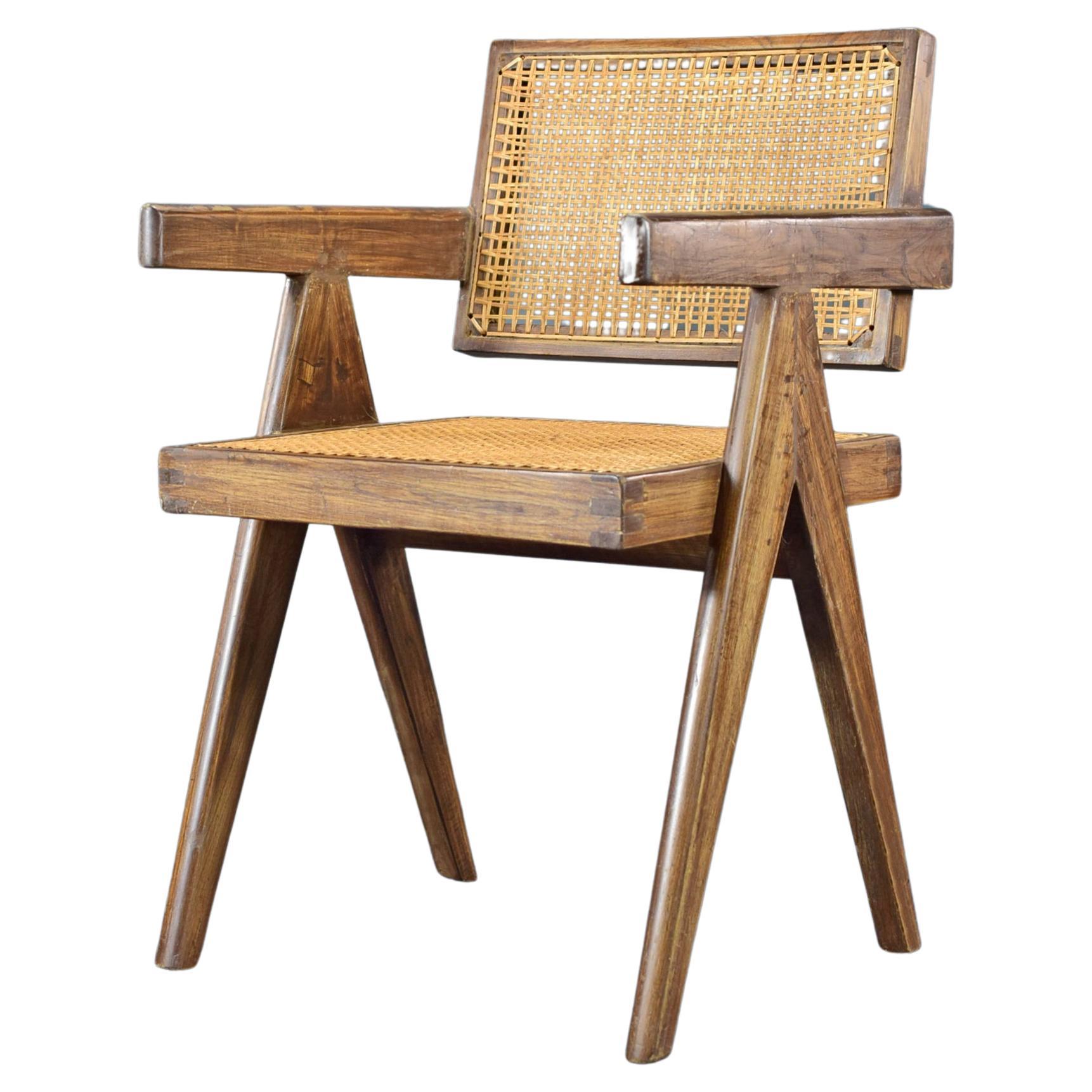 Pierre Jeanneret Office Cane Chair Authentic Mid-Century Modern PJ-SI-28-A For Sale