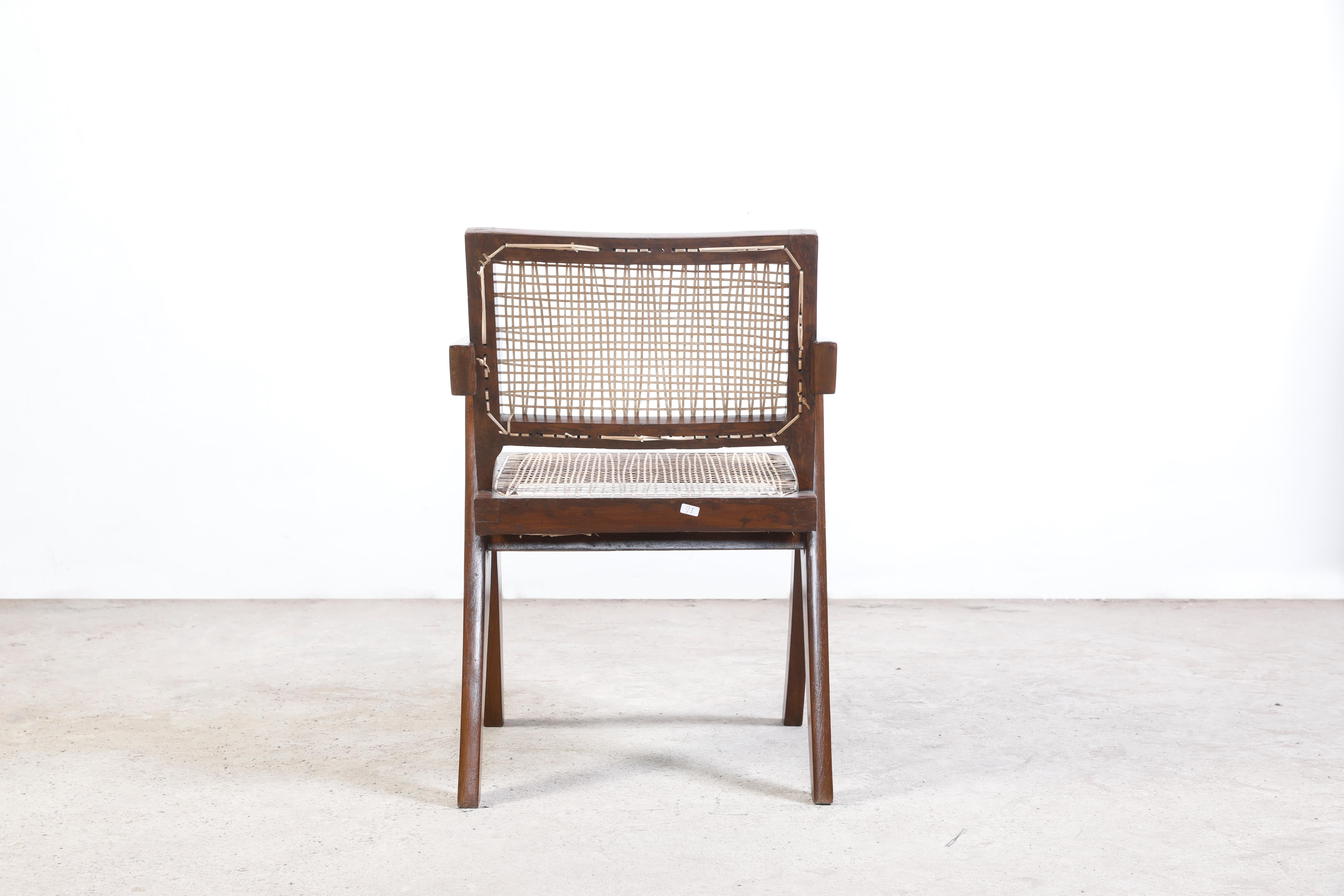 Pierre Jeanneret Office Cane Chair Authentic Mid-Century Modern PJ-SI-28-B In Good Condition In Zürich, CH