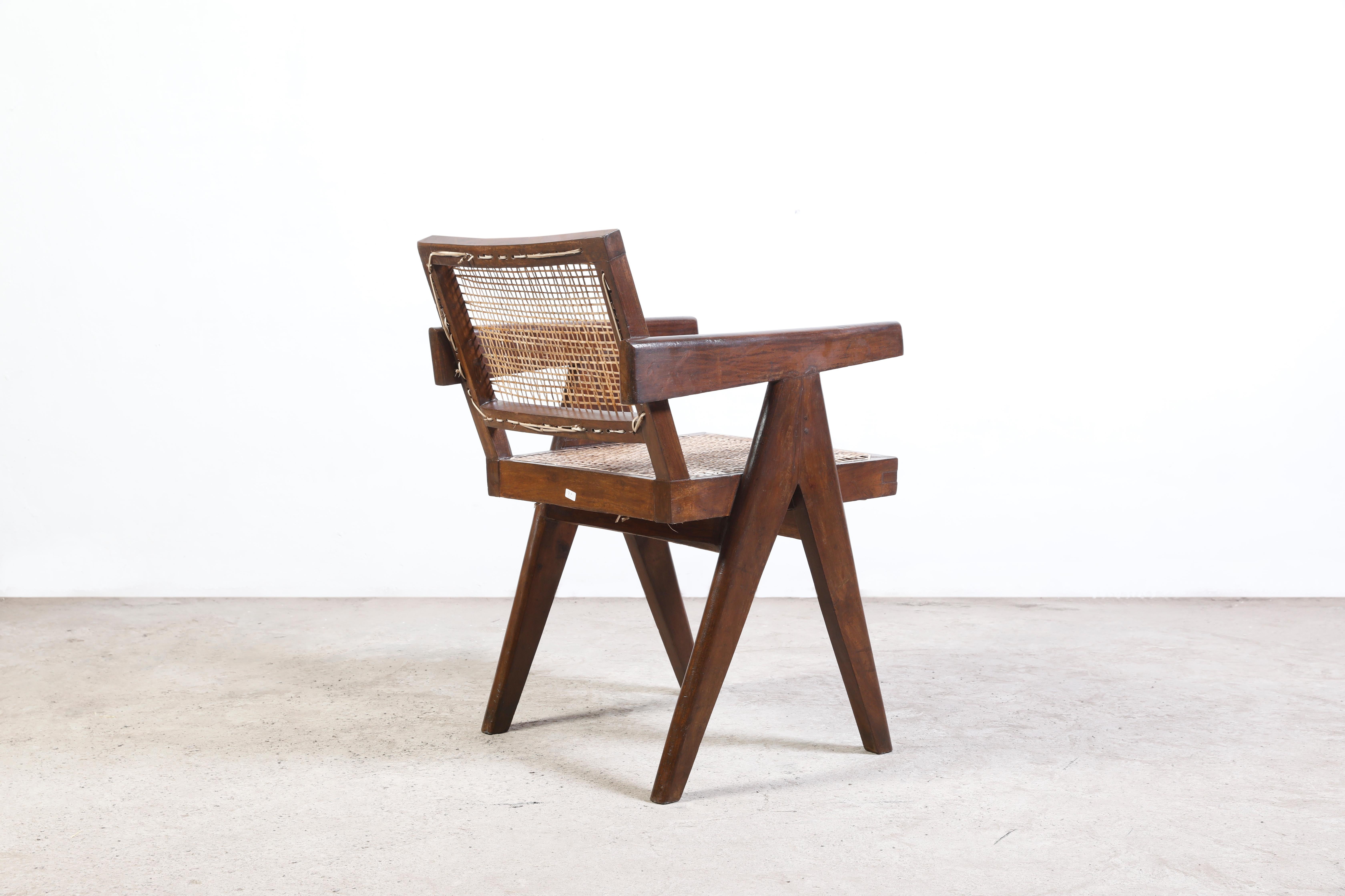 Mid-20th Century Pierre Jeanneret Office Cane Chair Authentic Mid-Century Modern PJ-SI-28-B