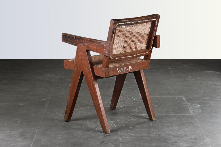 Mid-20th Century Pierre Jeanneret Office Cane Chair Authentic Mid-Century Modern PJ-SI-28-B