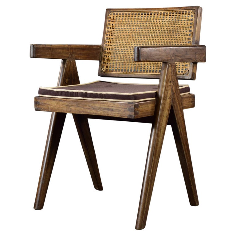 Pierre Jeanneret Office Cane Chair Authentic MidCentury Modern PJSI
