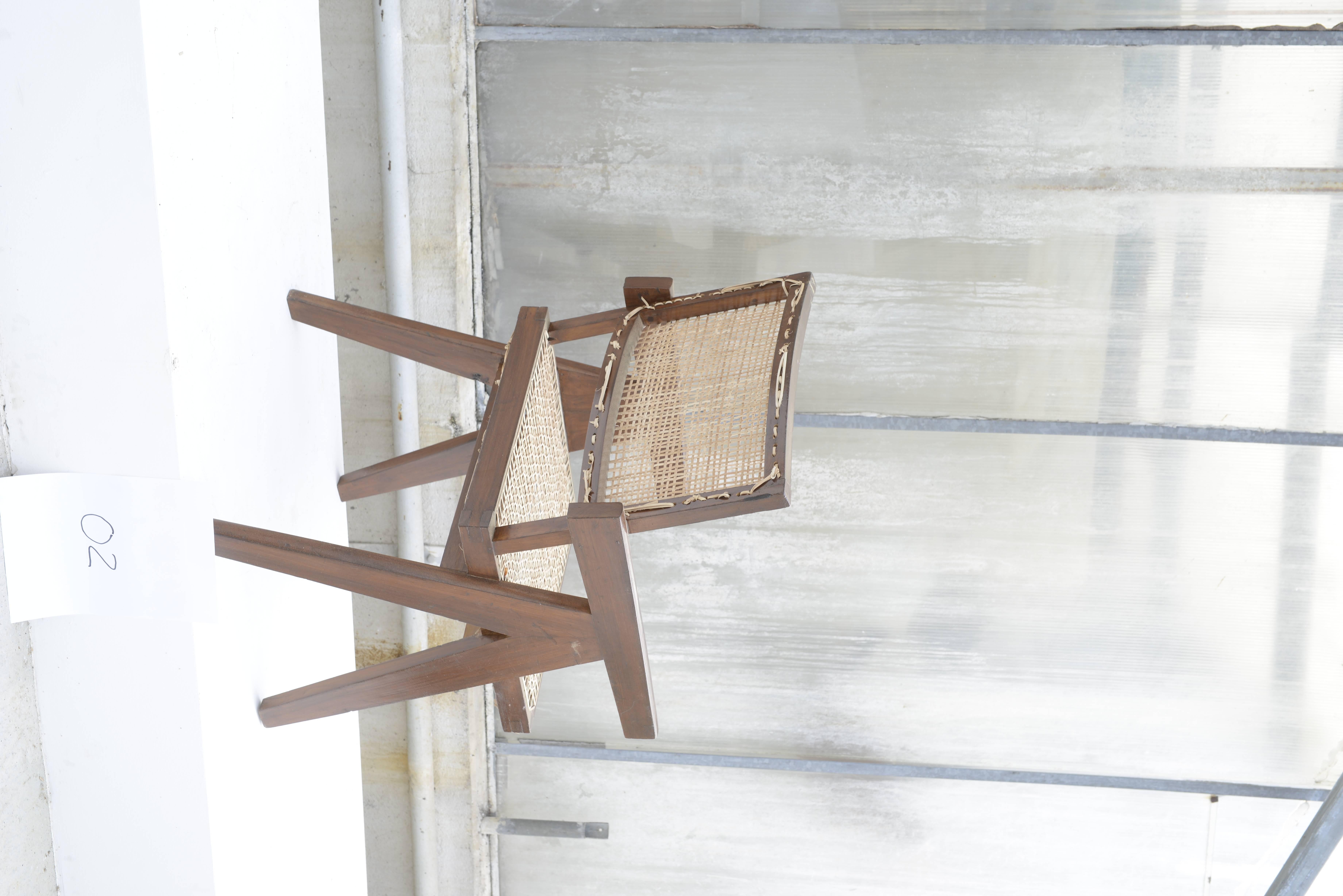 Mid-Century Modern Pierre Jeanneret Office Cane Chair for Chandigarh