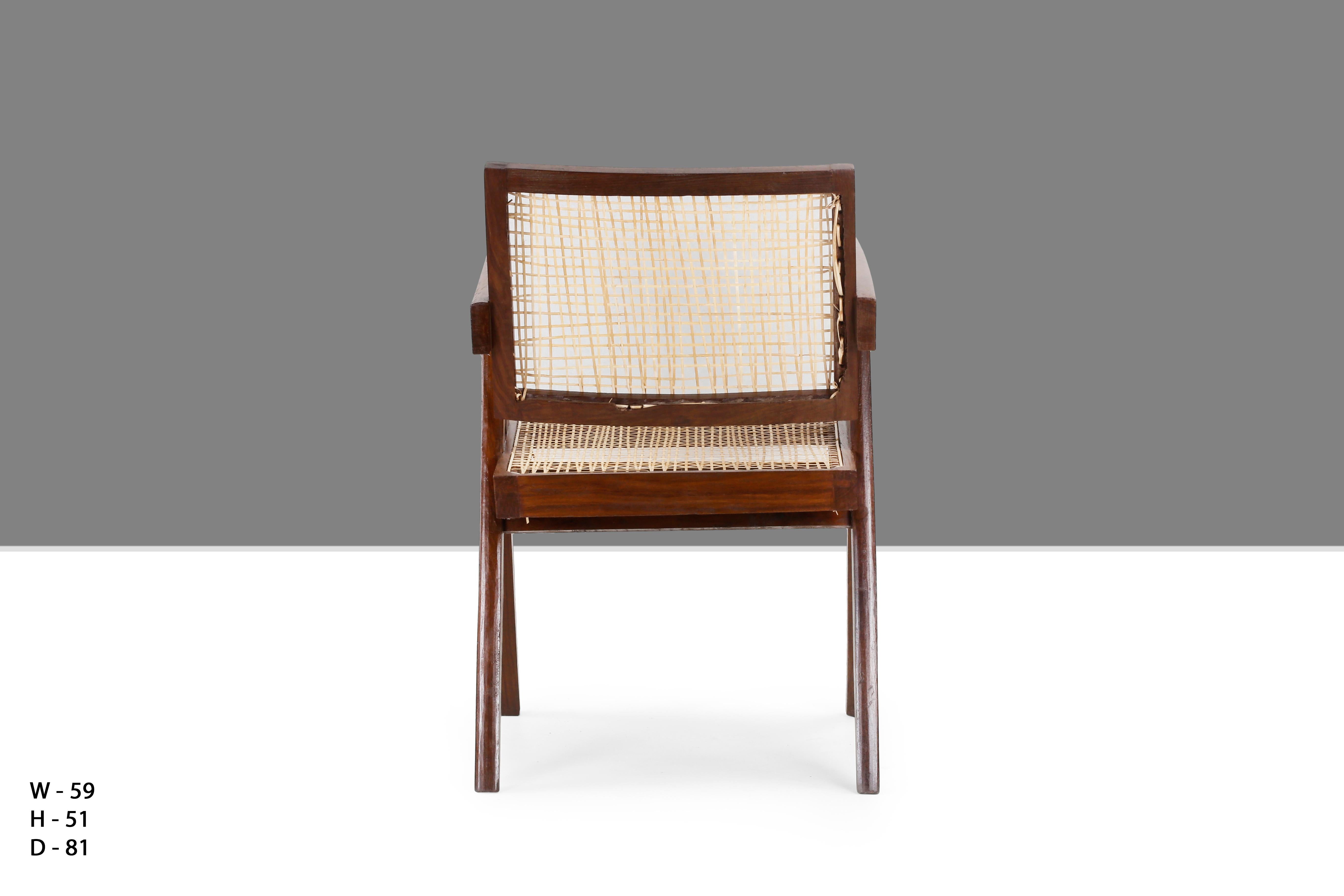 Mid-Century Modern Pierre Jeanneret Office Cane Chair PJ-SI-28-A 'Authentic' For Sale