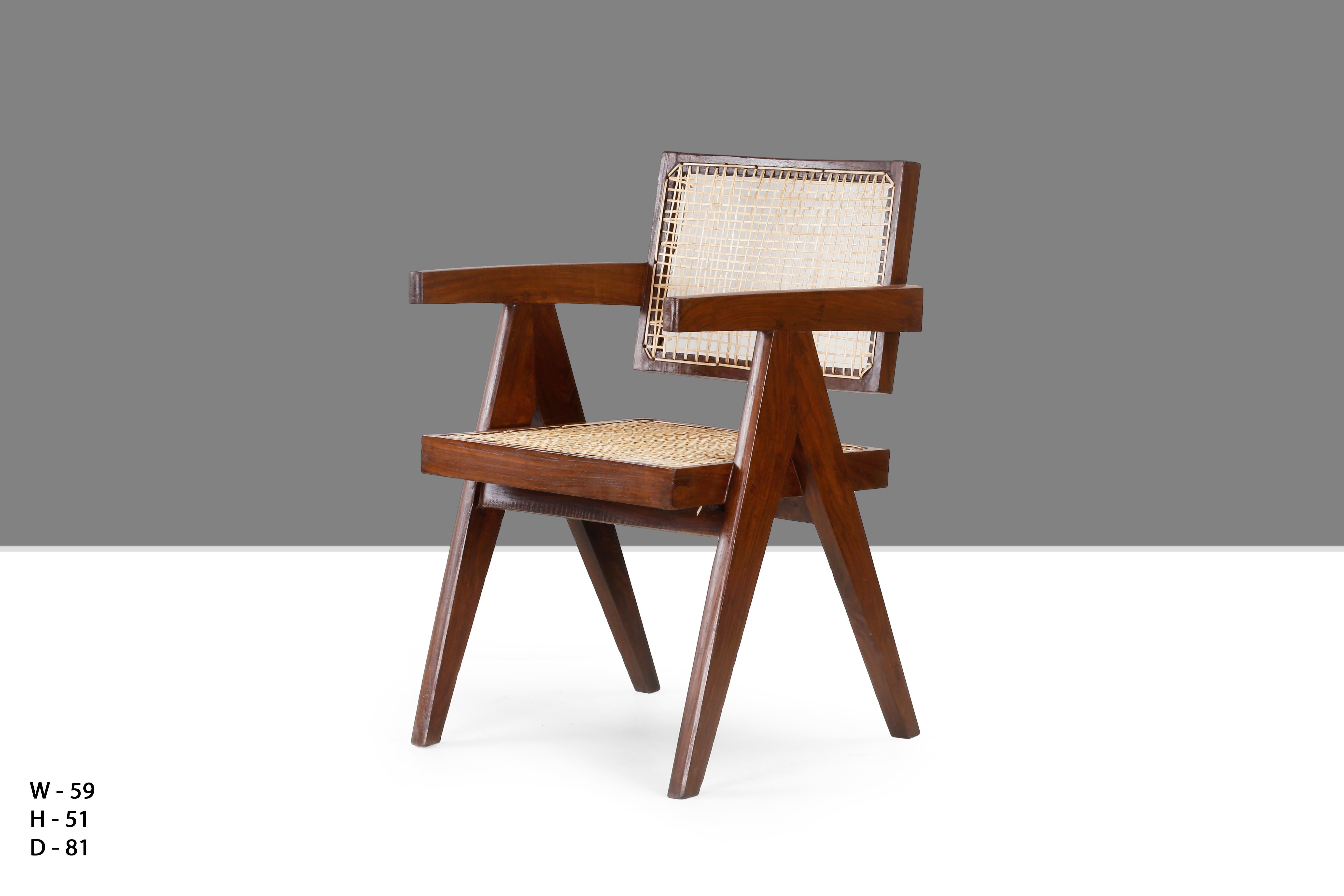 Pierre Jeanneret Office Cane Chair PJ-SI-28-A 'Authentic' In Good Condition For Sale In Zürich, CH