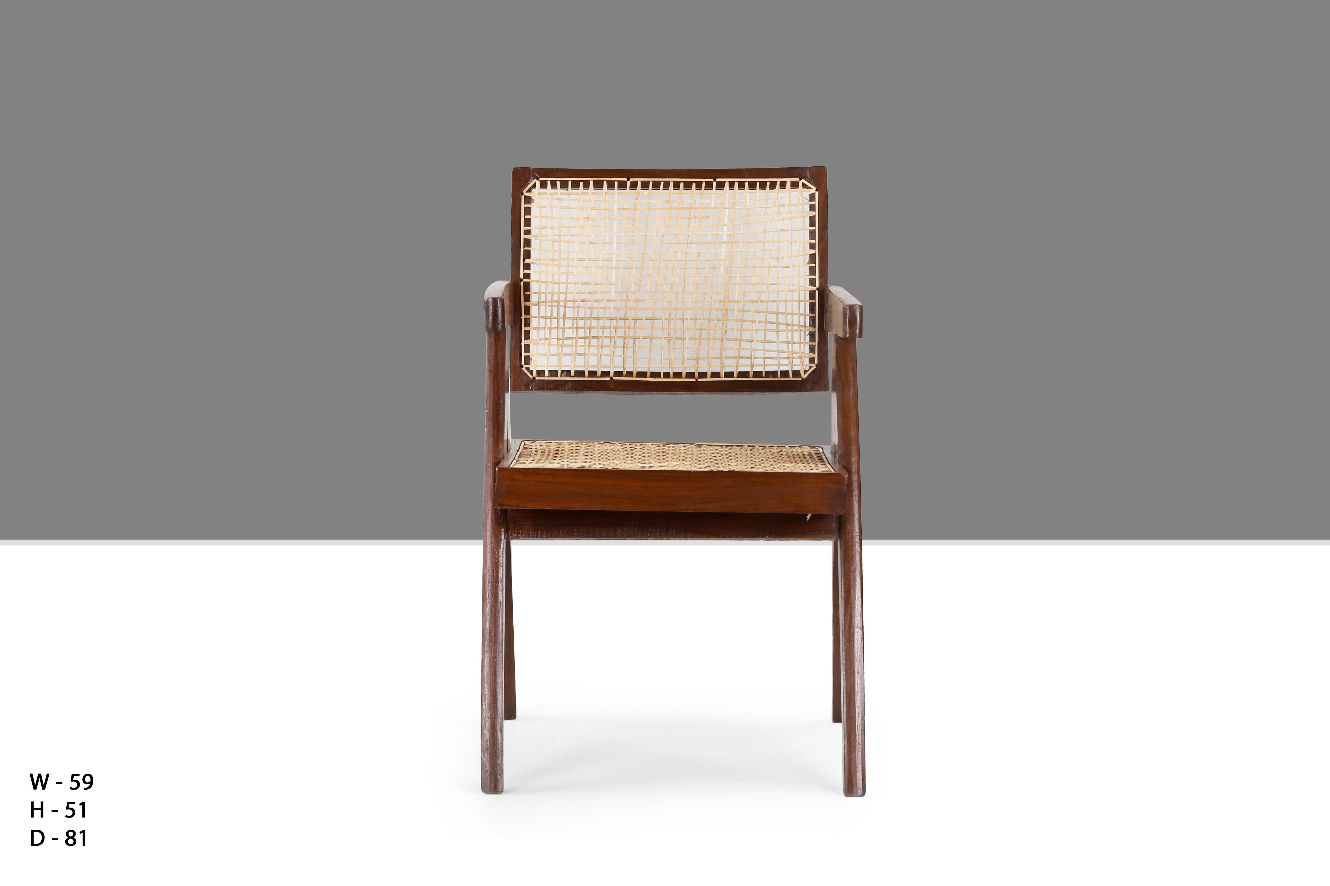 Mid-20th Century Pierre Jeanneret Office Cane Chair PJ-SI-28-A 'Authentic' For Sale