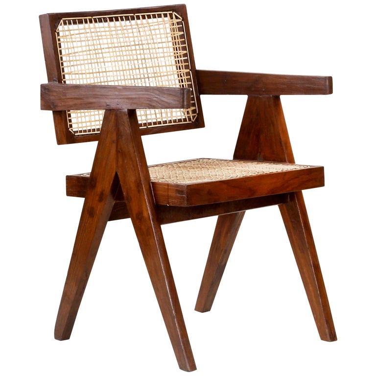 Pierre Jeanneret Office Cane Chair PJ-SI-28-A 'Authentic' For Sale