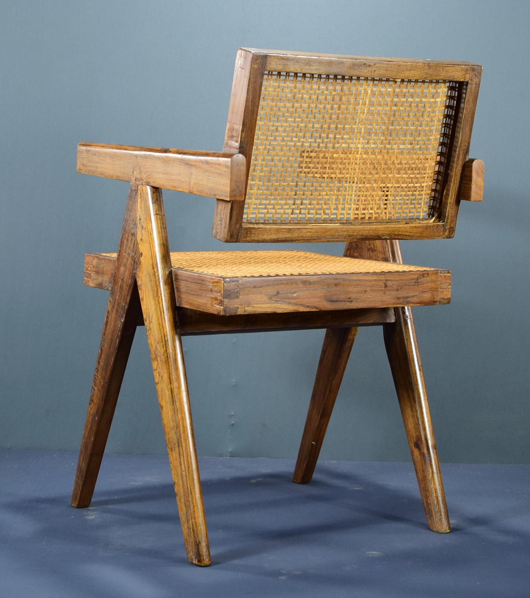 Pierre Jeanneret Office Cane Chair PJ-SI-28-A Authentic Mid-Century Modern 1