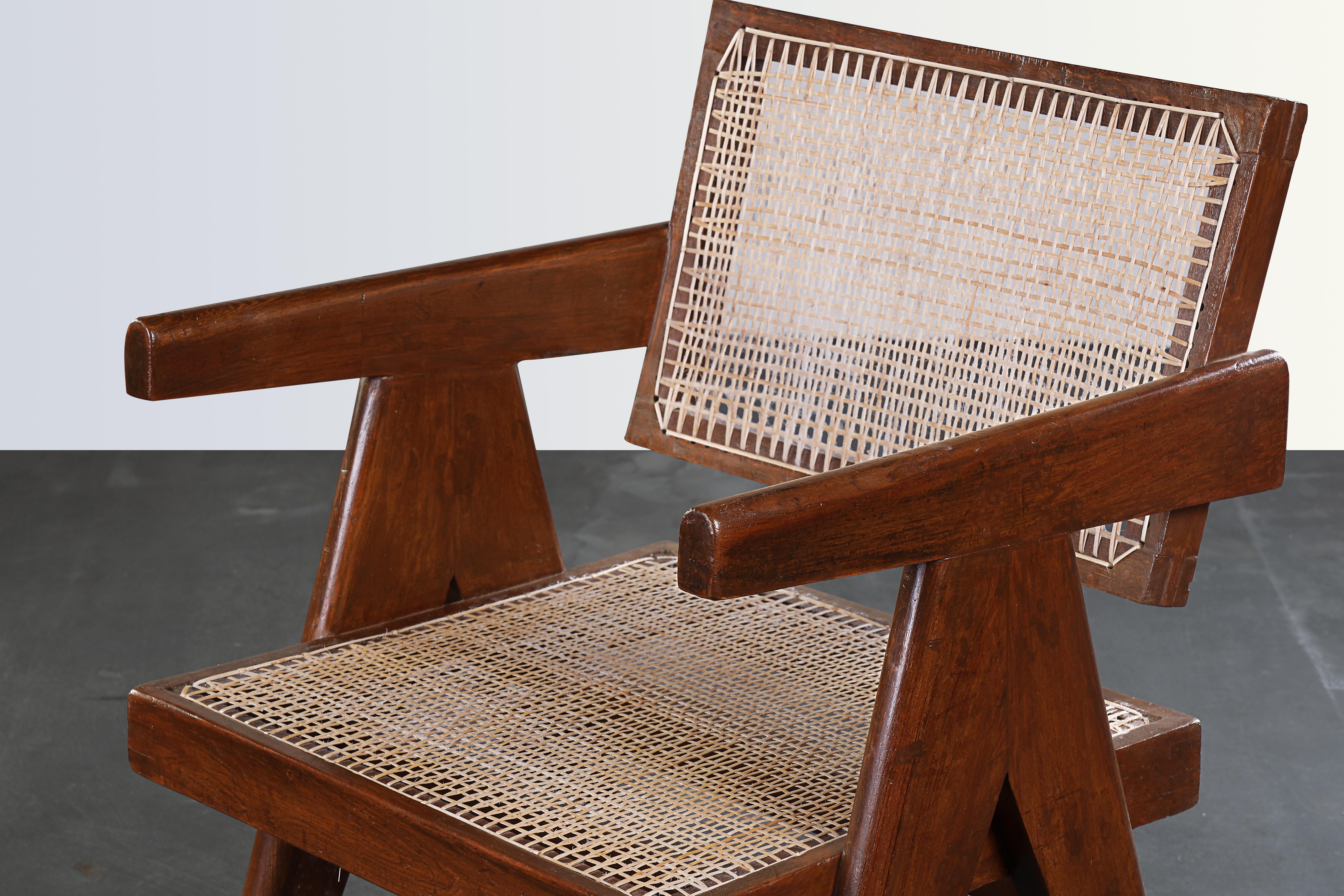 Pierre Jeanneret Office Cane Chair PJ-SI-28-A 'Authentic' with Letters In Good Condition In Zürich, CH
